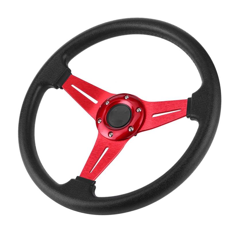 350 Mm/14 Zoll Drifting Racing Lenkrad, Universal Racing Car Lenkrad, Aluminiumlegierung + PU Flat Bottom Racing Car Drifting Lenkräder für Auto- und Simulations -PC -Spiel (Rot) von Fockety