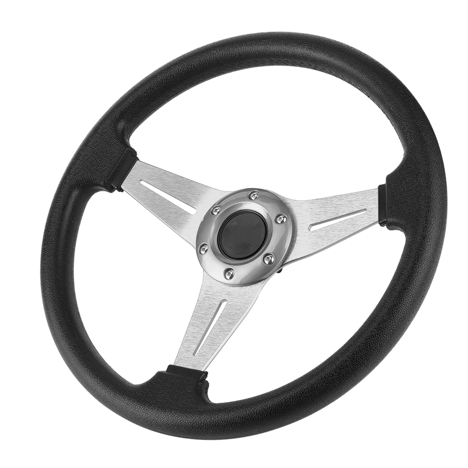 350 Mm/14 Zoll Drifting Racing Lenkrad, Universal Racing Car Lenkrad, Aluminiumlegierung + PU Flat Bottom Racing Car Drifting Lenkräder für Auto- und Simulations -PC -Spiel (SILVER) von Fockety