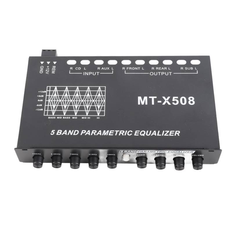 Auto-Audio-Equalizer, einstellbare 5 Bands präzise Abstimmung Auto-Verstärker Grafik-Equalizer einfach zu bedienen Auto-Equalizer für Motorrad Auto von Fockety