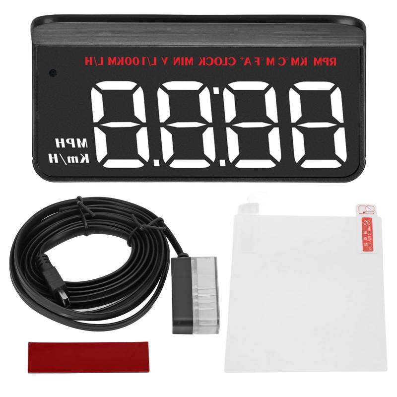 Fockety OBD2 Windschutzscheiben HUD Head Up Display mit Anzeige, Drehzahl, MPH, Geschwindigkeitswarnung, Kraftstoffverbrauchstemperatur, Windschutzscheiben Projektor, Head Up Messgerät, von Fockety