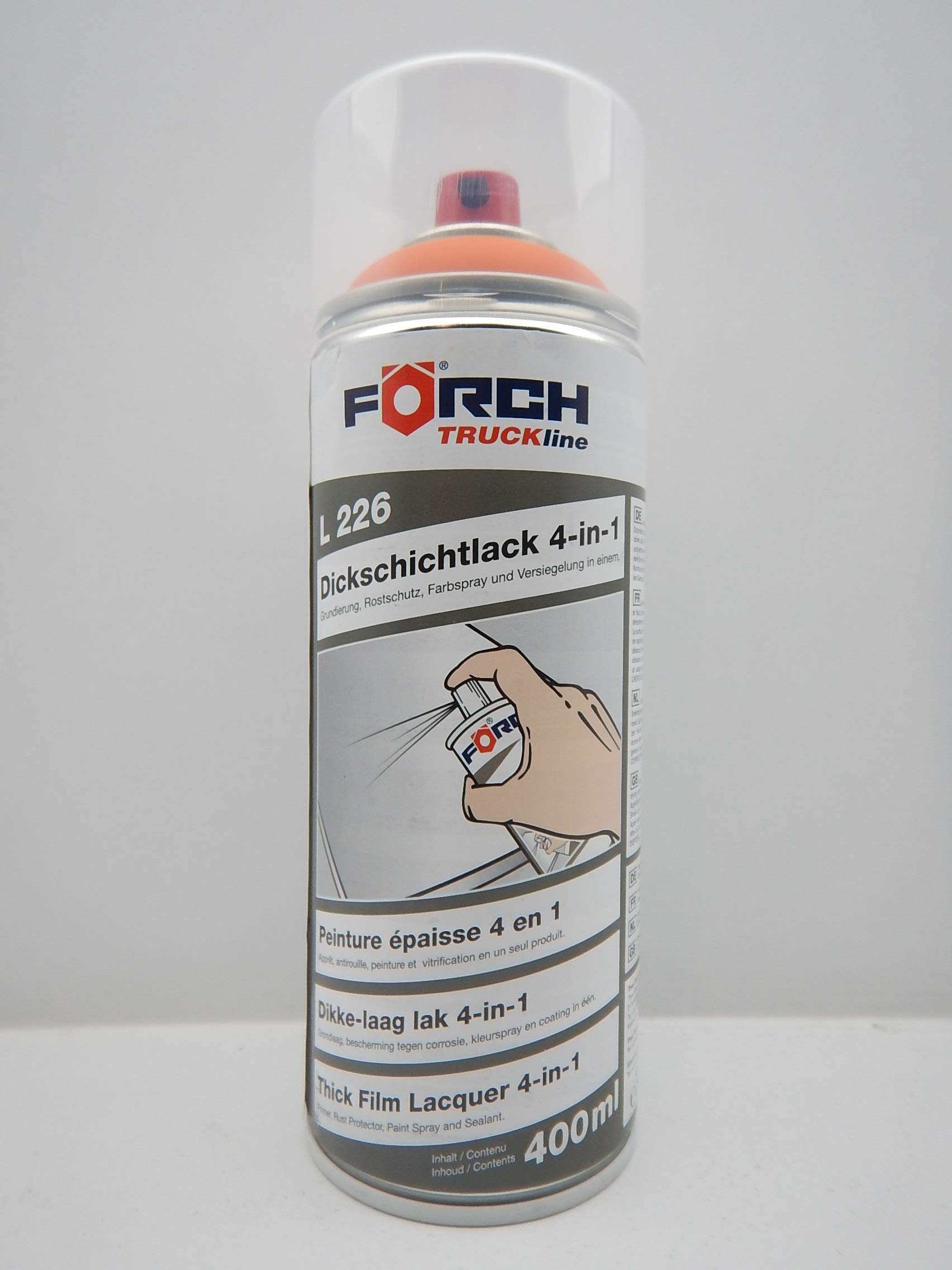 Förch 4 in 1 Atlas BAUMASCHINE ORANGE DICKSCHICHTLACK Lack Spray SPRAYDOSE 400ML (1) von Förch