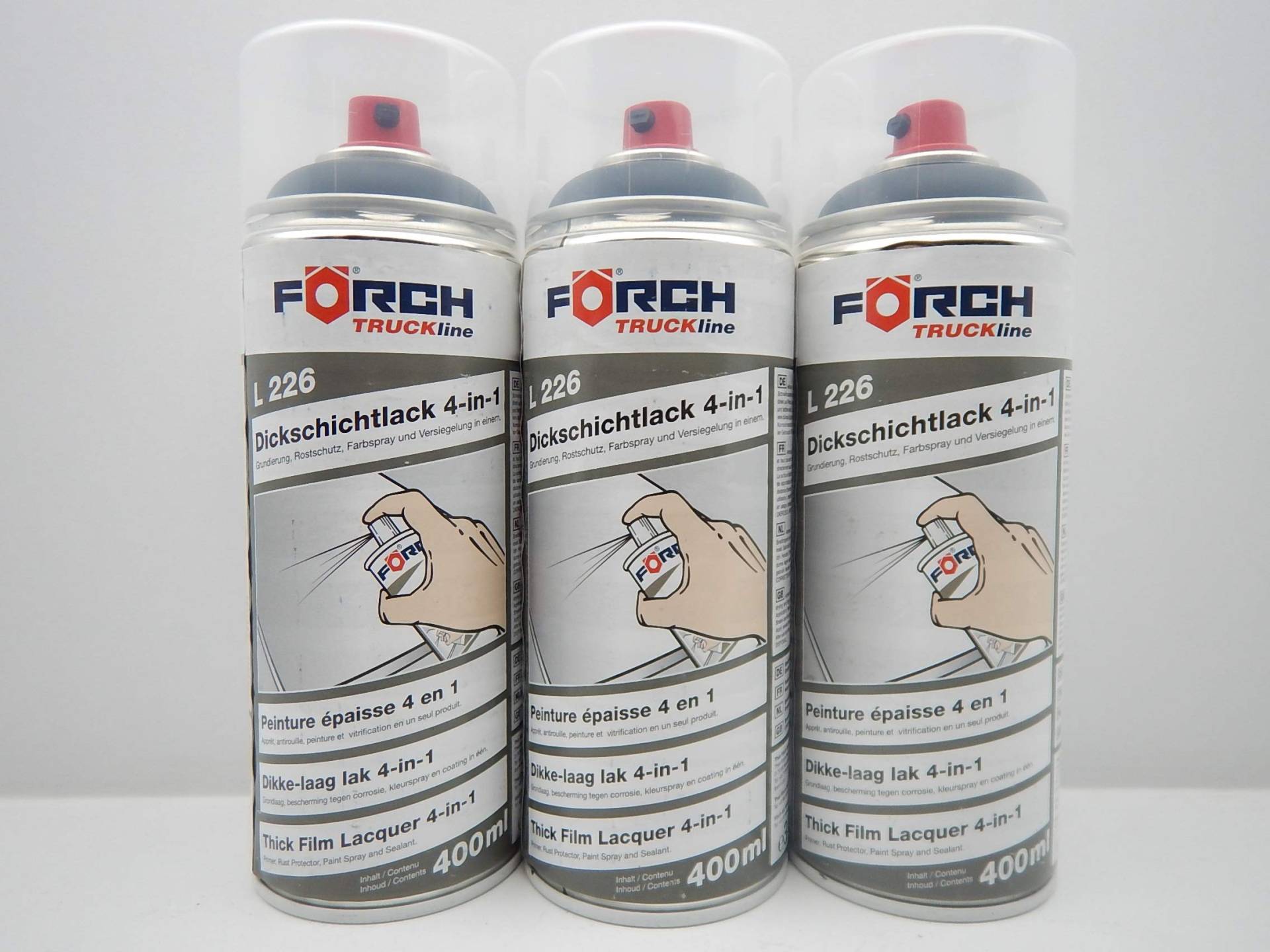 FORCH 4 in 1 CASE ROT LANDMASCHINE DICKSCHICHTLACK Lack Spray SPRAYDOSE 400ML (3) von FORCH