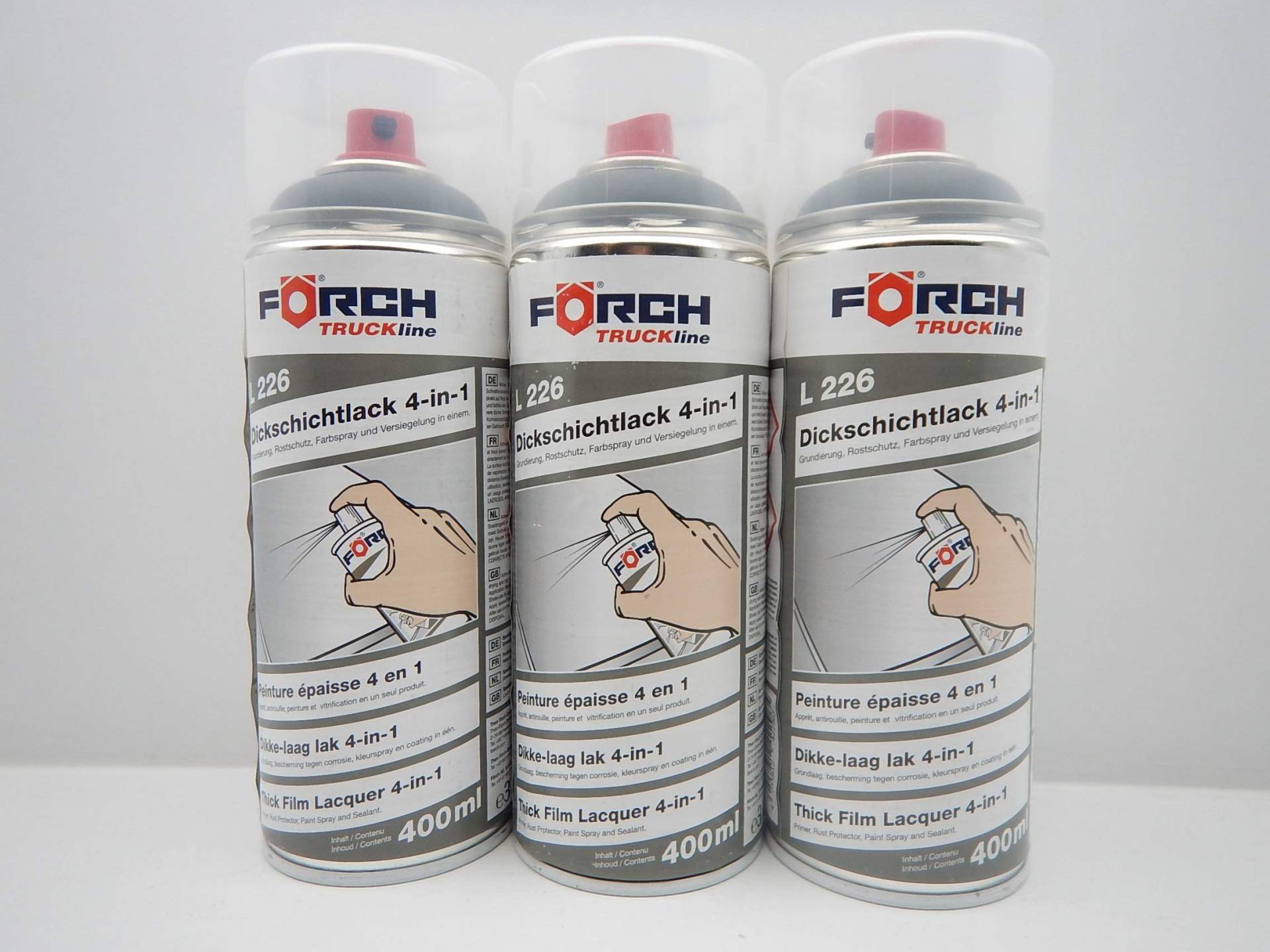 FORCH 4 in 1 DB 7354 ARGENTITGRAU GRAU DICKSCHICHTLACK Lack Spray SPRAYDOSE 400ML (3) von FORCH