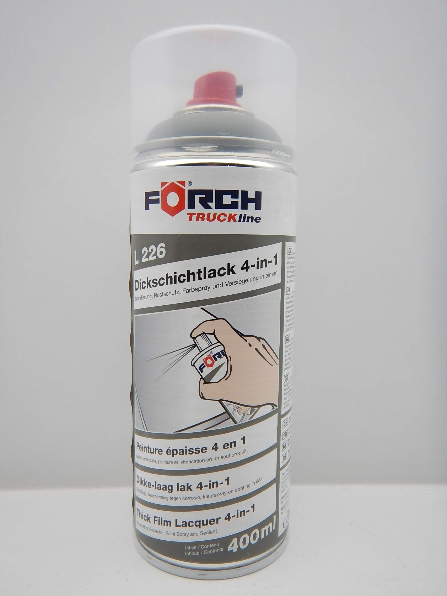 FORCH 4 in 1 Komatsu Stone Grey BAUMASCHINE DICKSCHICHTLACK Lack Spray SPRAYDOSE 400ML (1) von FORCH