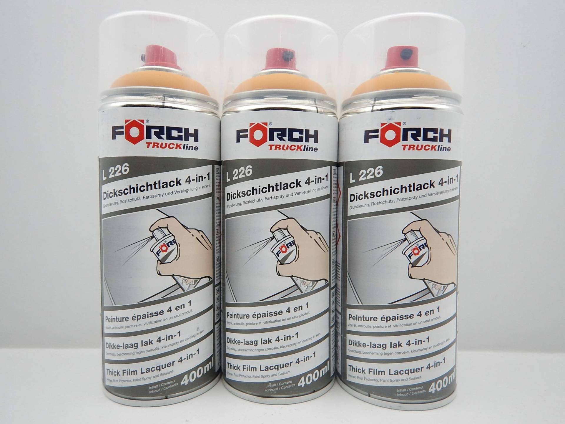 FORCH 4 in 1 LIEBHERR GELB BAUMASCHINE DICKSCHICHTLACK Lack Spray SPRAYDOSE 400ML (3) von FORCH