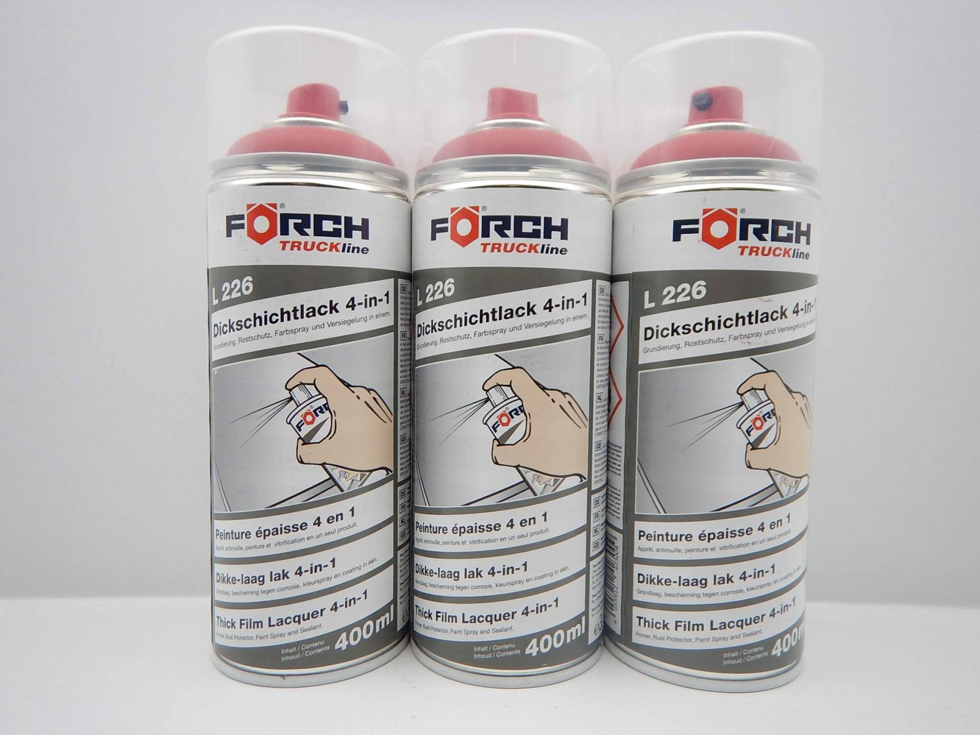 FORCH 4 in 1 RAL 3002 Man Karminrot ROT DICKSCHICHTLACK Lack Spray SPRAYDOSE 400ML (3) von FORCH