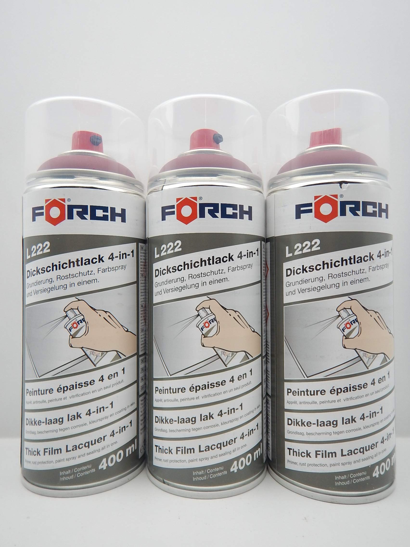 FORCH 4 in 1 RAL 3004 Purpurrot ROT DICKSCHICHTLACK Lack Spray SPRAYDOSE 400ML (3) von FORCH