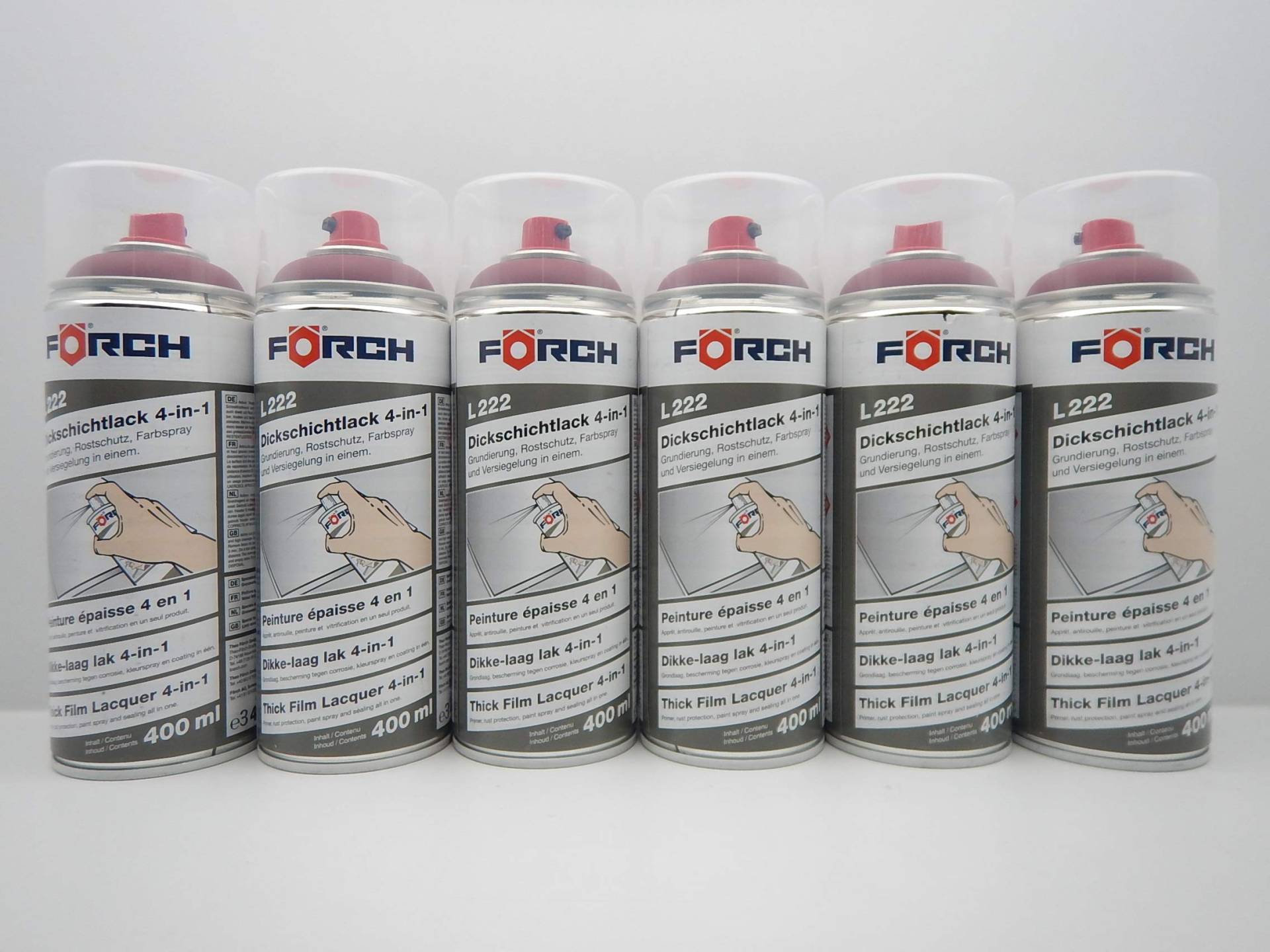 FORCH 4 in 1 RAL 3004 Purpurrot ROT DICKSCHICHTLACK Lack Spray SPRAYDOSE 400ML (6) von FORCH
