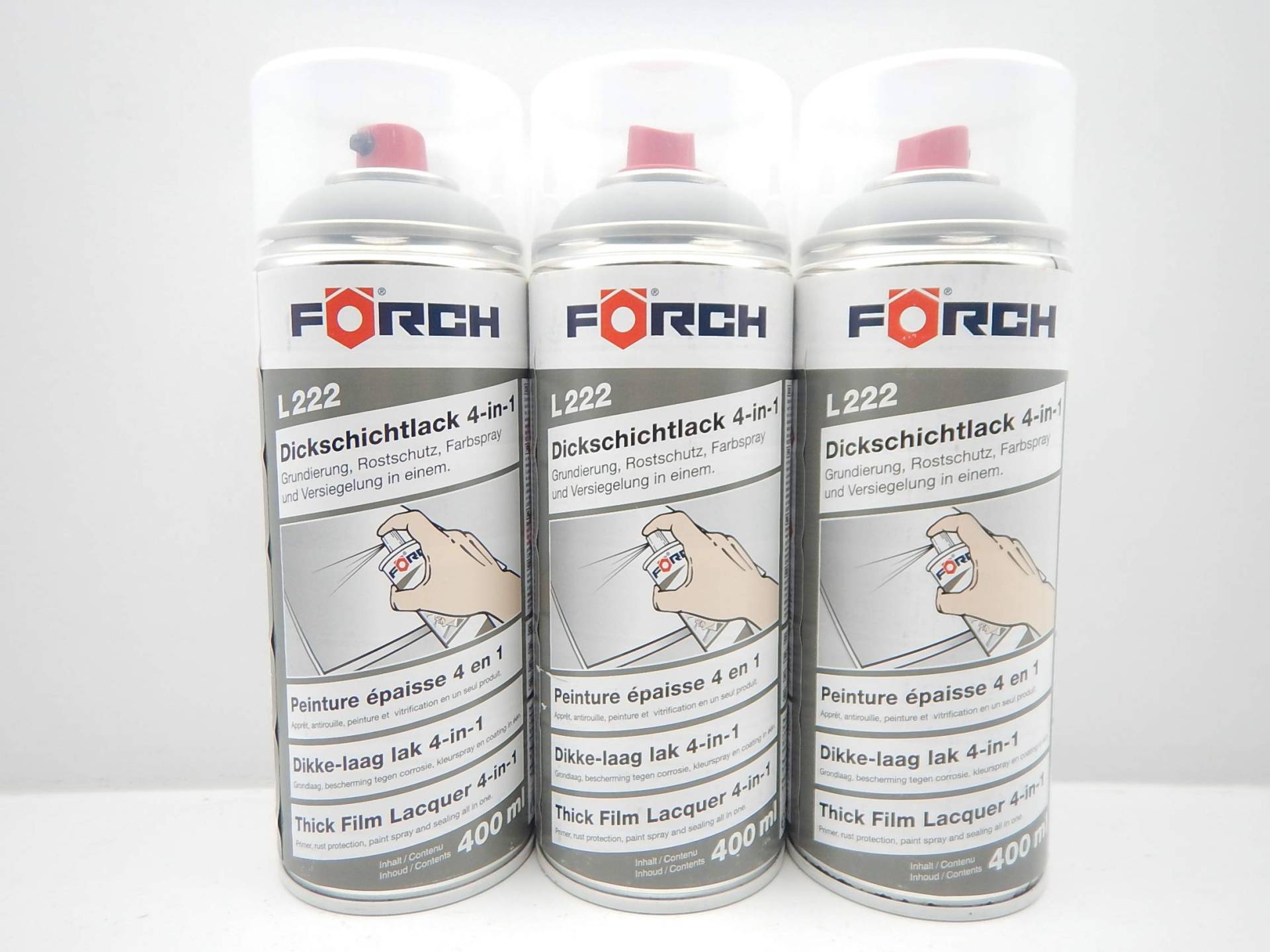 FORCH 4 in 1 RAL 7040 FENSTERGRAU GRAU DICKSCHICHTLACK Lack Spray SPRAYDOSE 400ML (3) von FORCH