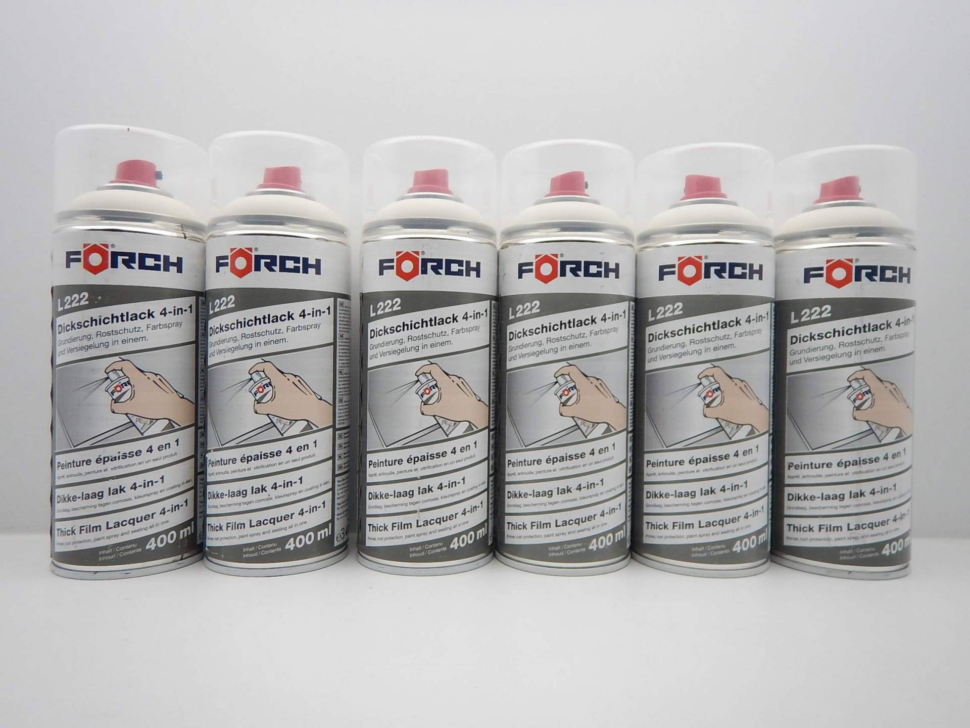 FORCH 4 in 1 RAL 9001 CREMEWEISS Weiss DICKSCHICHTLACK Lack Spray SPRAYDOSE 400ML (6) von FORCH