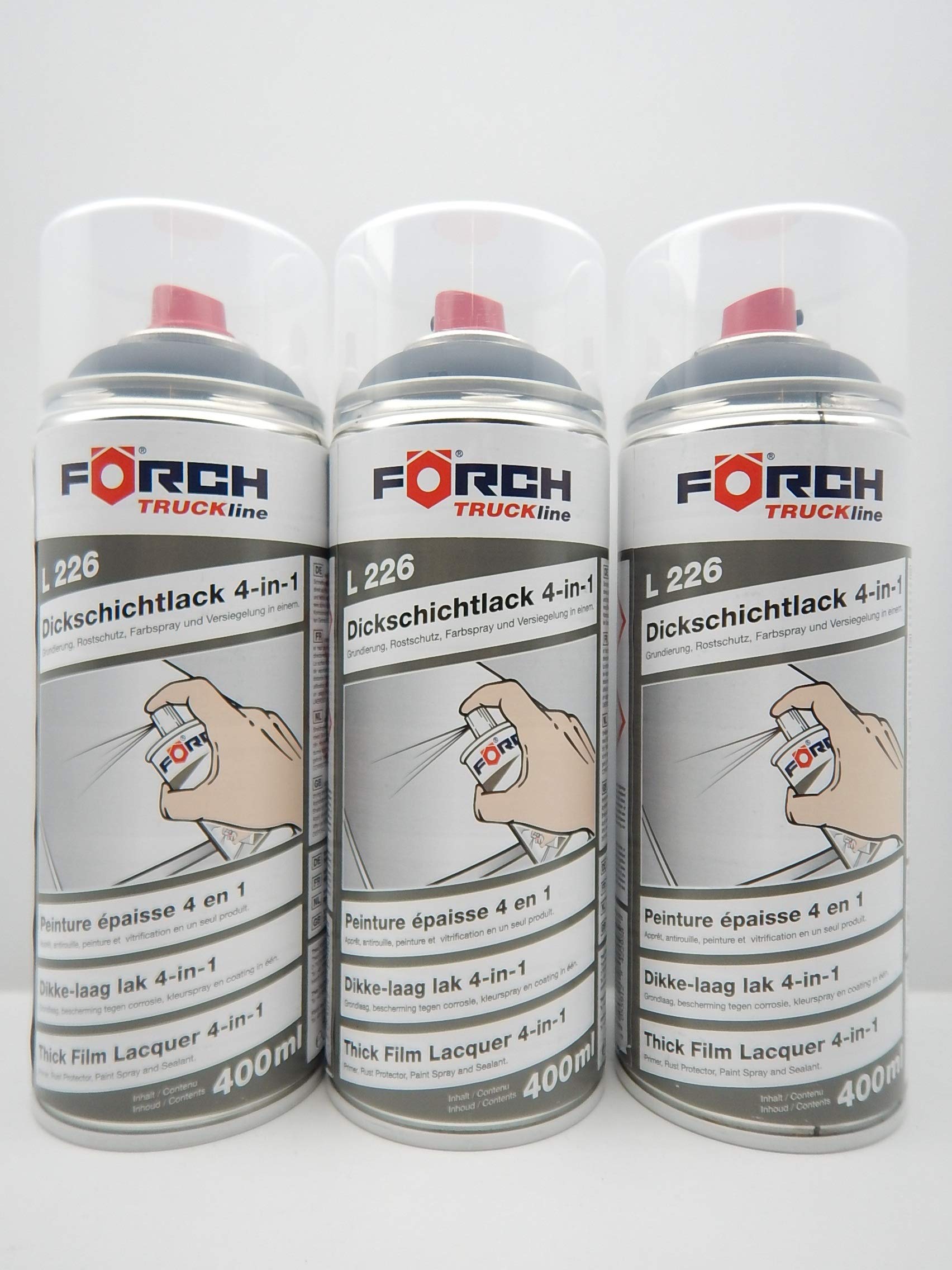 FORCH 4 in 1 SCHWARZMATT SCHWARZ MATT DICKSCHICHTLACK Lack Spray SPRAYDOSE 400ML (3) von FORCH