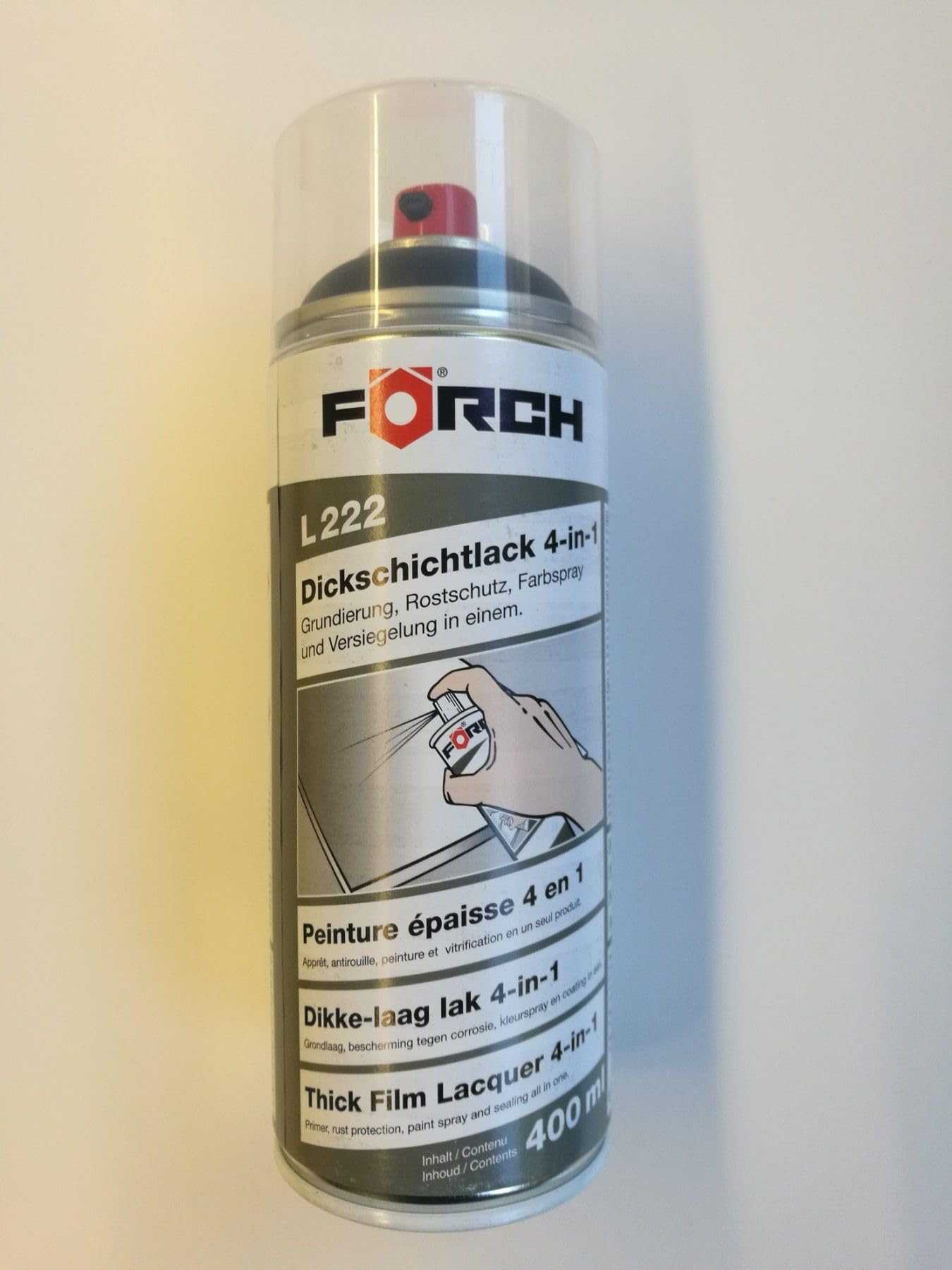Förch Dickschichtlack L222 Farbe RAL9005 Schwarz Sprühlack 4-in-1 (1) von Förch