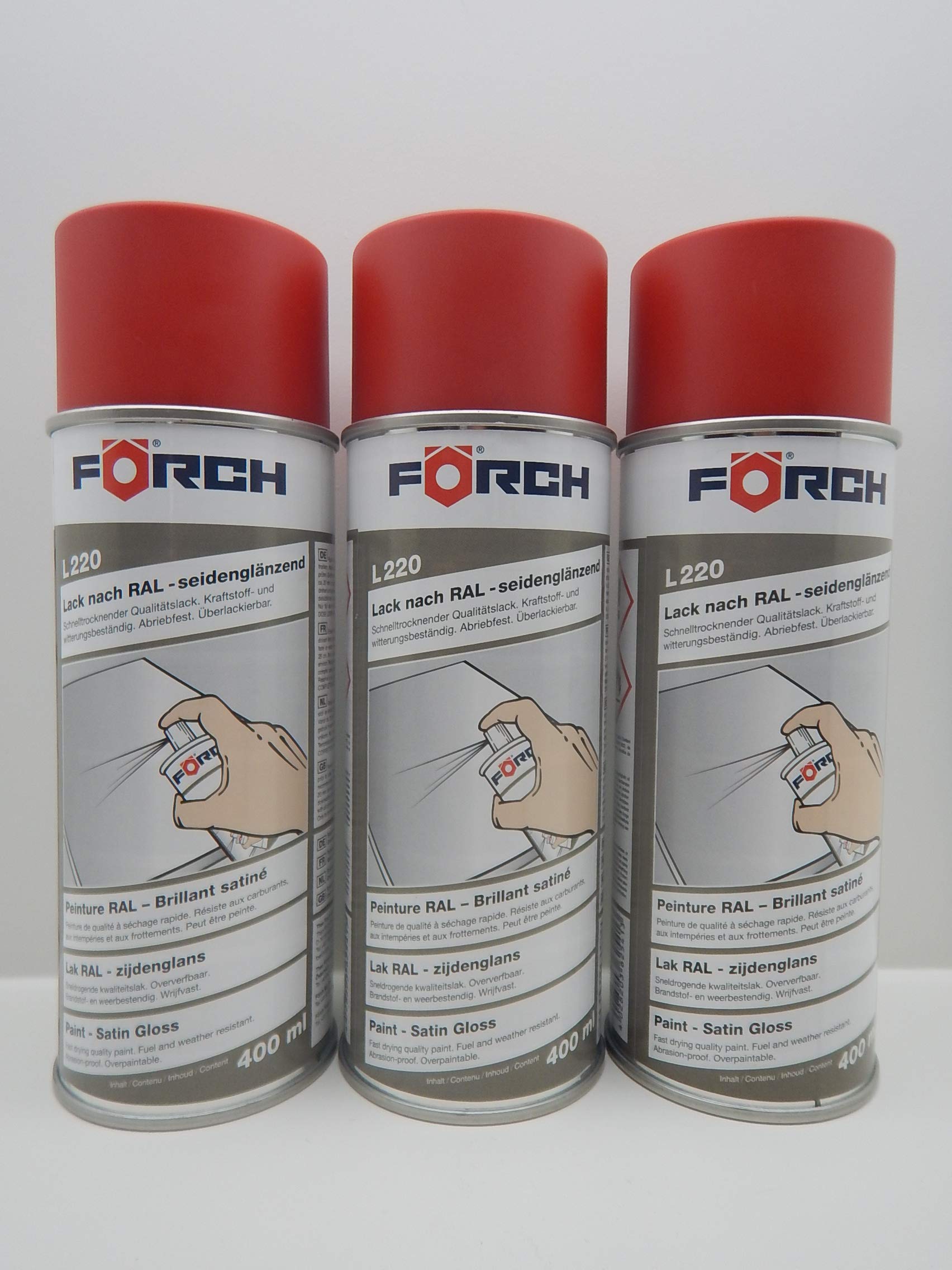FEUERROT ROT RAL 3000 Lack LACKSPRAY Spray SPRAYDOSE SEIDENGLÄNZEND 400ML (3) von FORCH