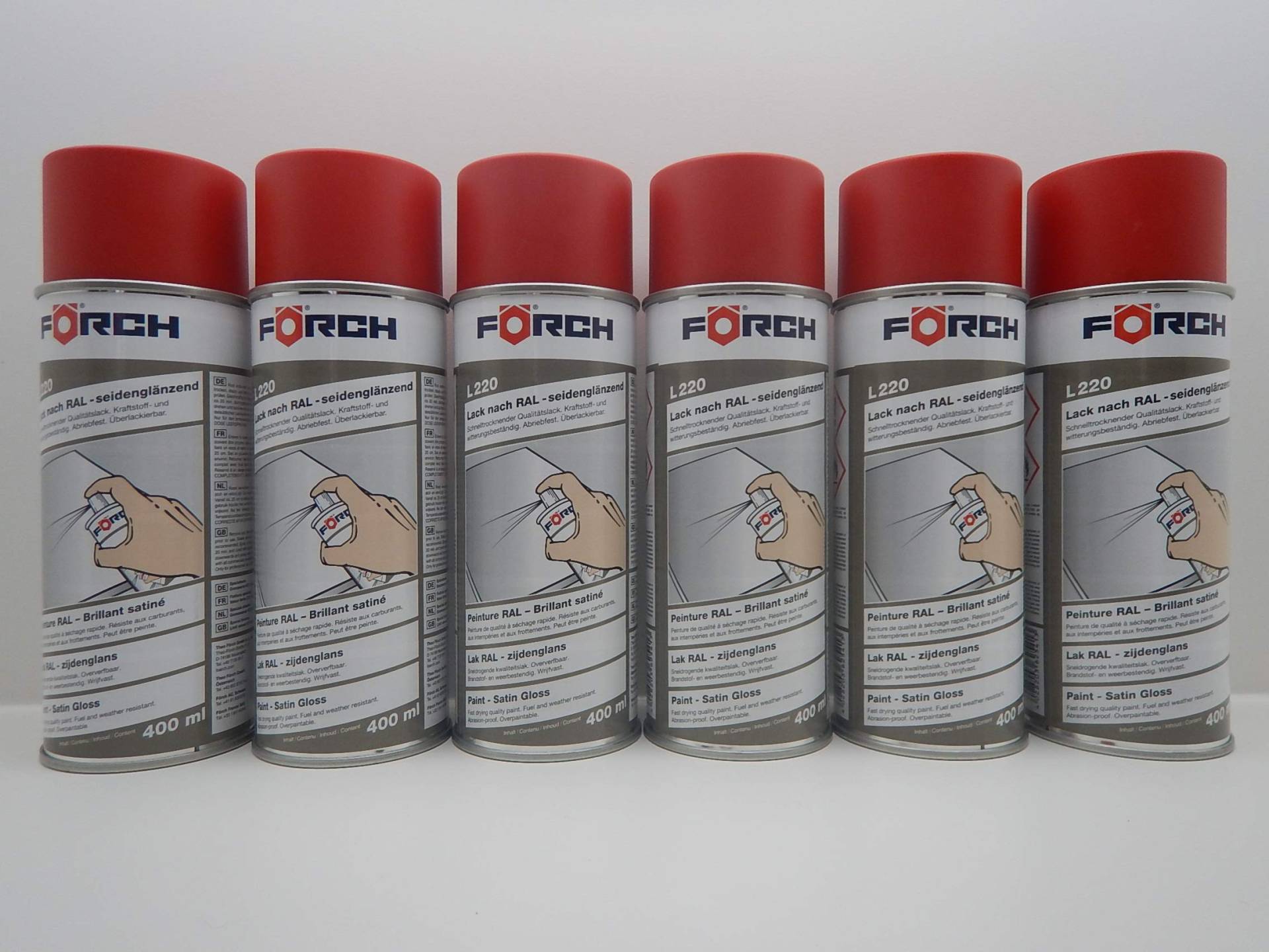 FEUERROT ROT RAL 3000 Lack LACKSPRAY Spray SPRAYDOSE SEIDENGLÄNZEND 400ML (6) von FORCH