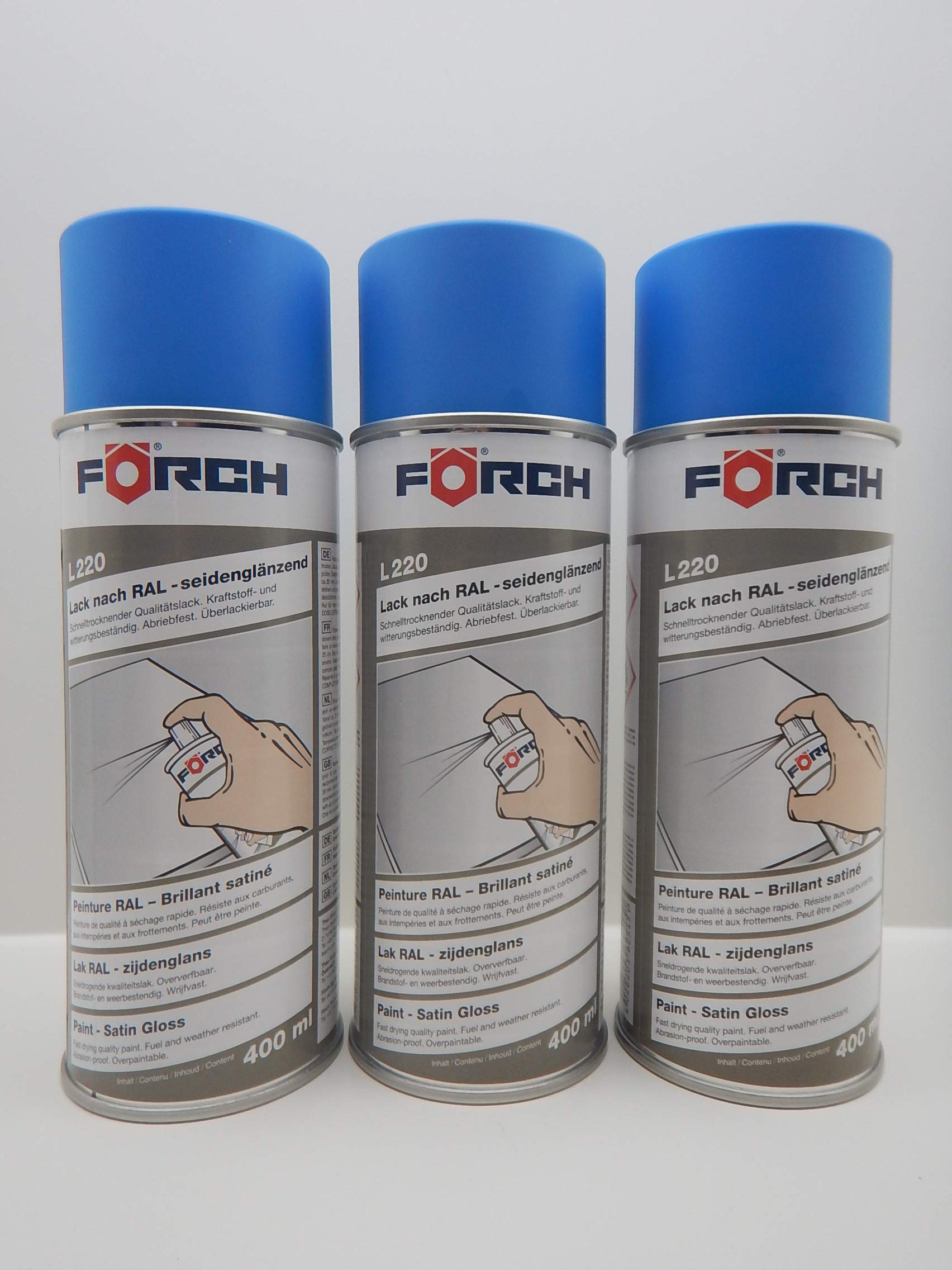 FORCH HIMMELBLAU BLAU RAL 5015 Lack LACKSPRAY Spray SPRAYDOSE SEIDENGLÄNZEND 400ML (3) von FORCH