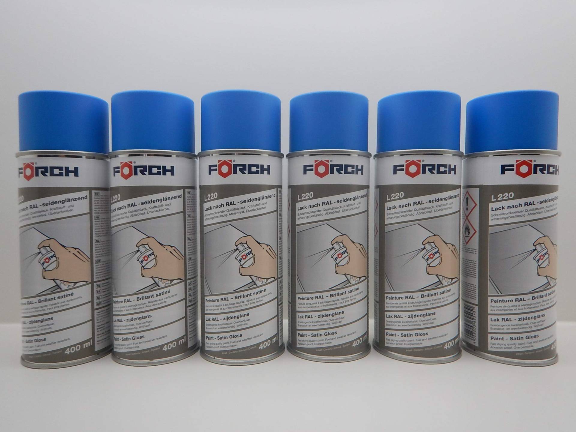 FORCH HIMMELBLAU BLAU RAL 5015 Lack LACKSPRAY Spray SPRAYDOSE SEIDENGLÄNZEND 400ML (6) von FORCH
