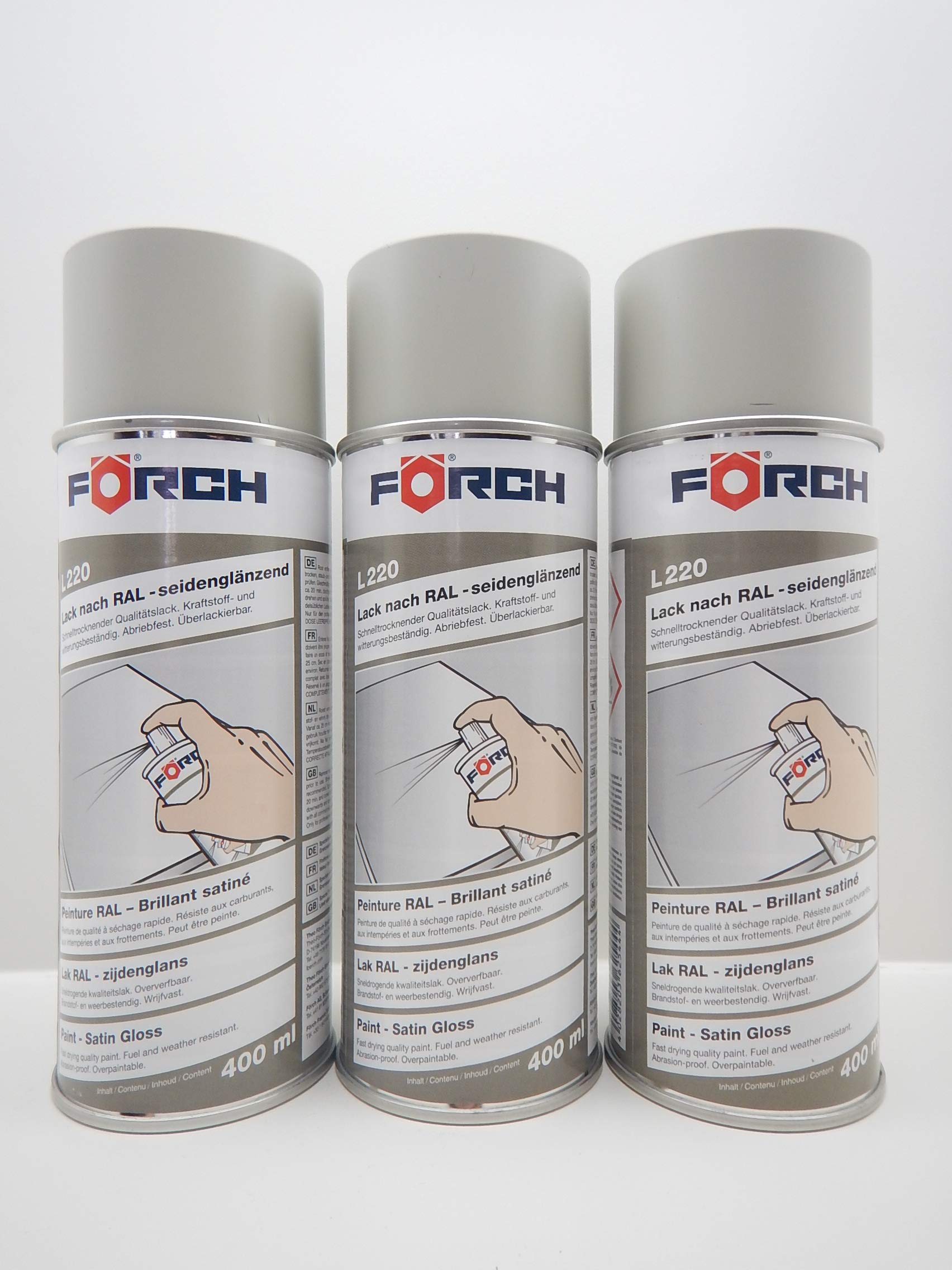 FORCH KIESELGRAU GRAU RAL 7032 Lack LACKSPRAY Spray SPRAYDOSE SEIDENGLÄNZEND 400ML (3) von FORCH