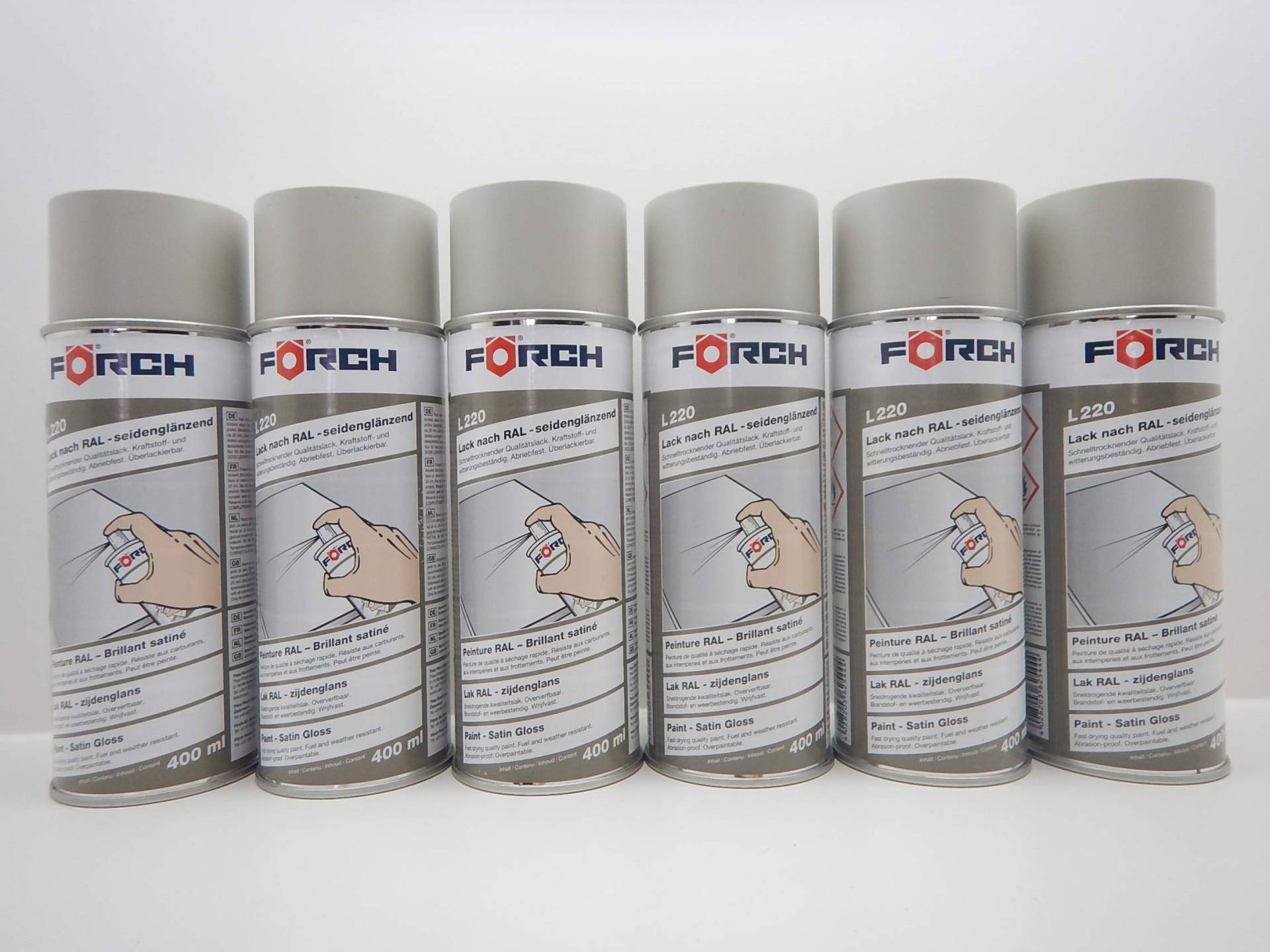 FORCH KIESELGRAU GRAU RAL 7032 Lack LACKSPRAY Spray SPRAYDOSE SEIDENGLÄNZEND 400ML (6) von FORCH