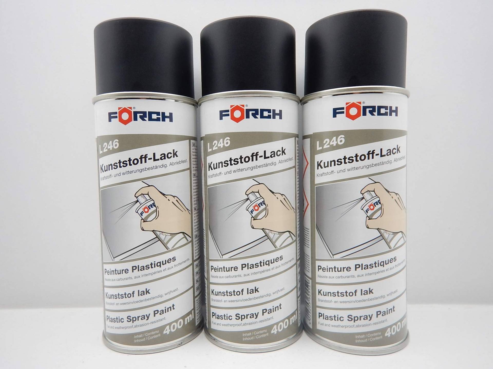 FORCH Kunststoff Lack L246 Spray SPRAYDOSE KUNSTSTOFFLACK SCHWARZ 400ml (3) von FORCH