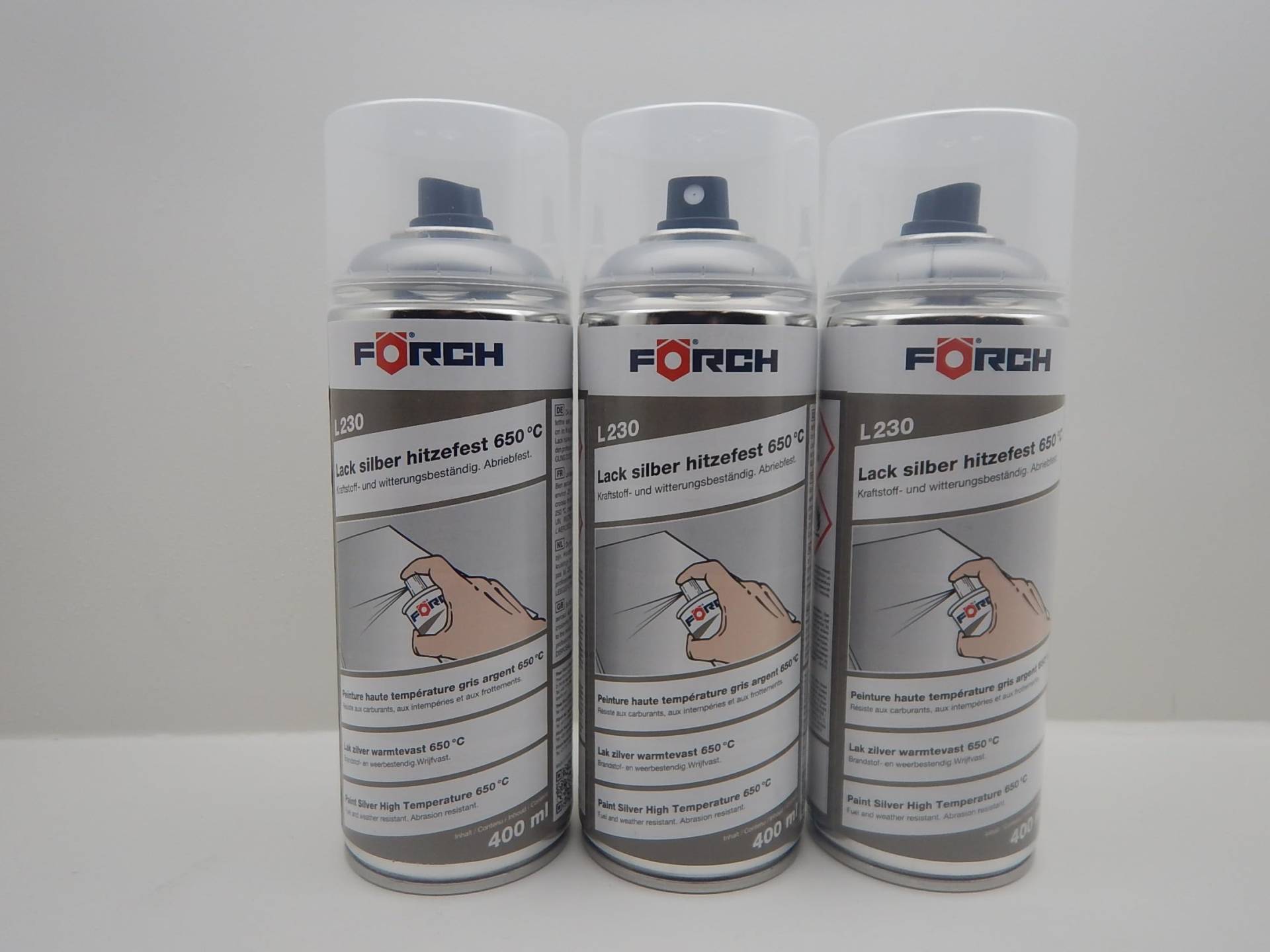 FORCH L230 LACKSPRAY Spray Silber HITZEFEST HITZEBESTÄNDIG 650°C Lack 400ML von FORCH