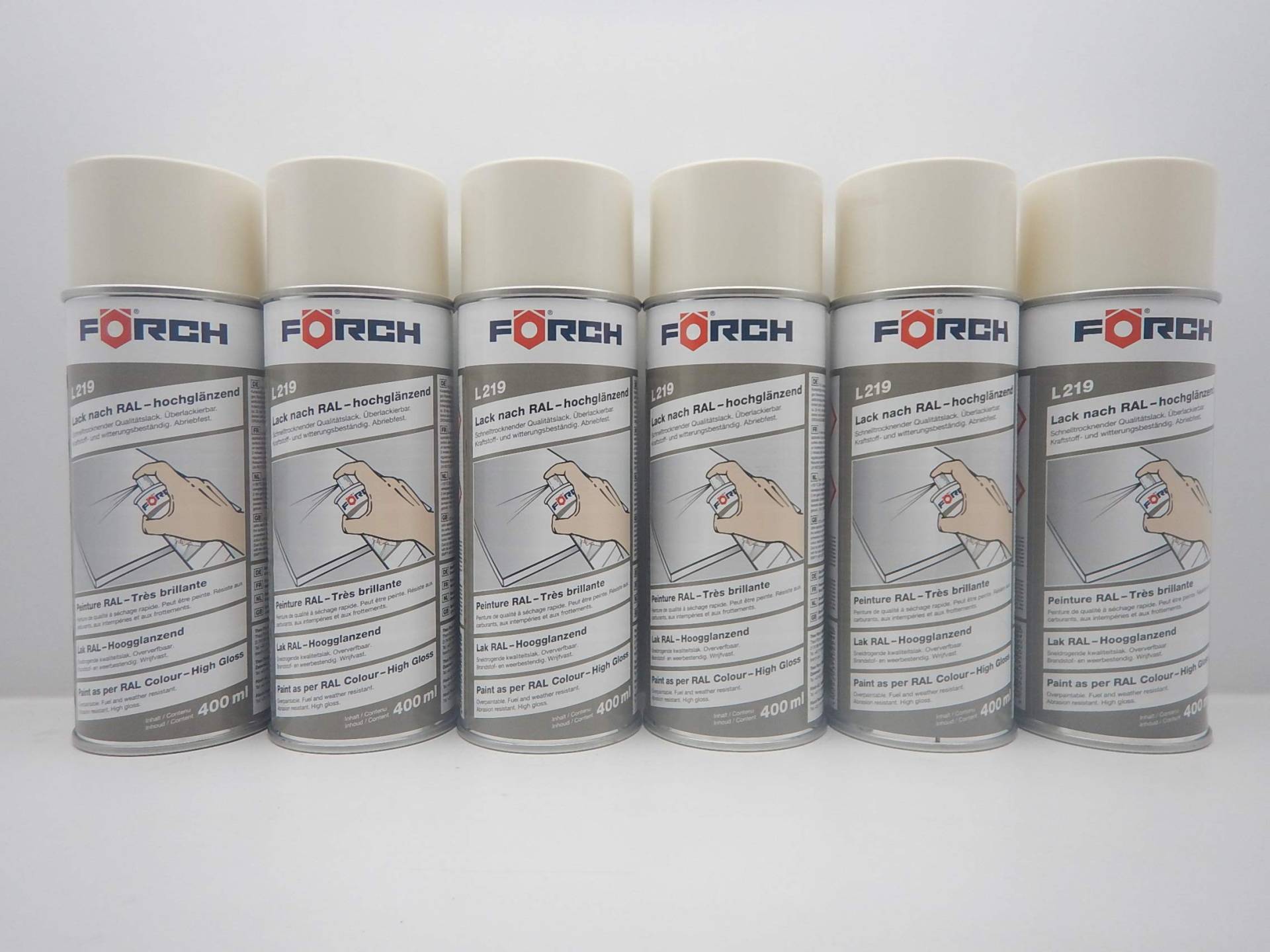 FORCH PERLWEISS Weiss RAL 1013 Lack LACKSPRAY Spray SPRAYDOSE 400ML (6) von FORCH