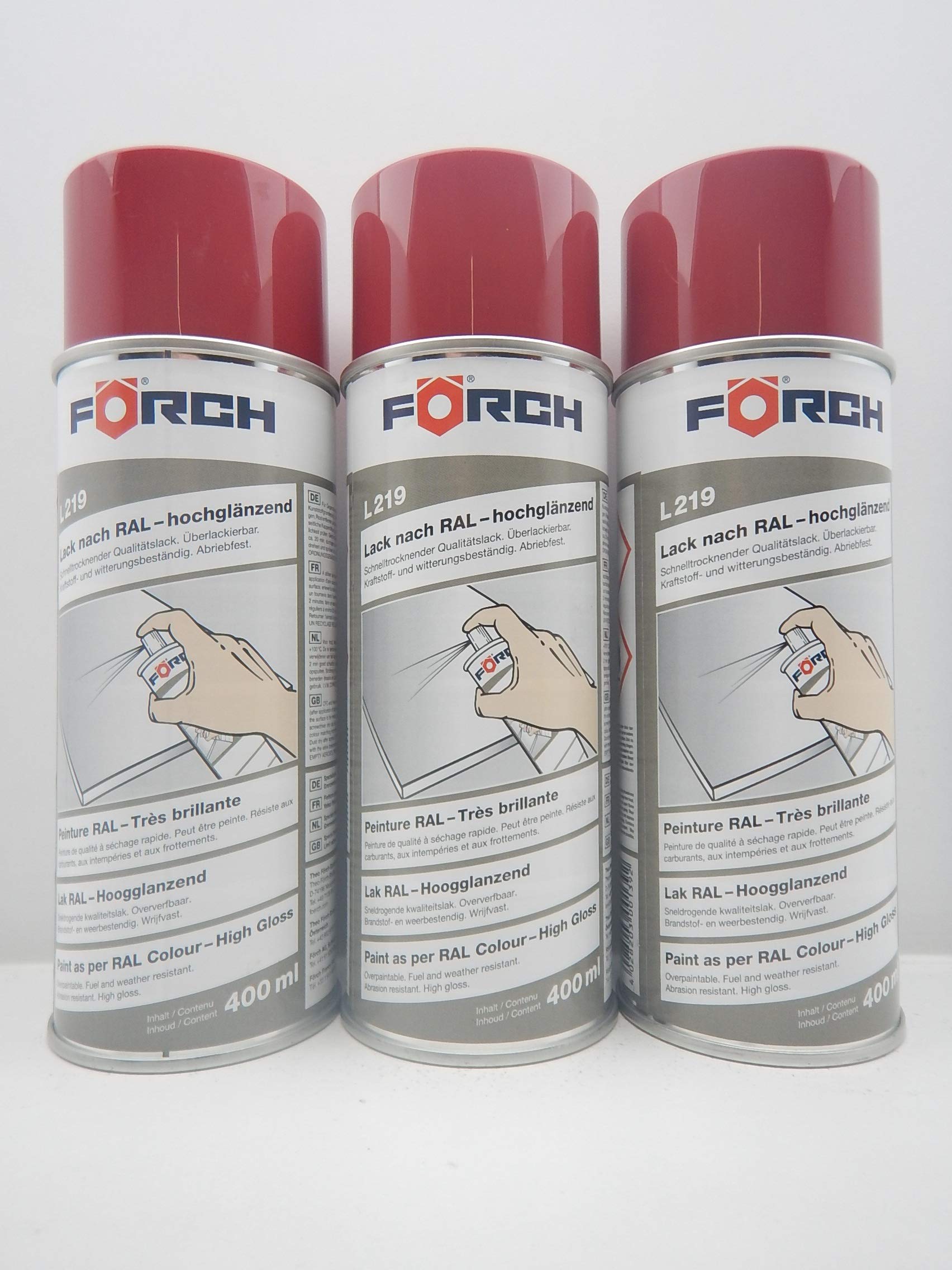 FORCH RUBINROT ROT RAL 3003 Lack LACKSPRAY Spray SPRAYDOSE 400ML (3) von FORCH