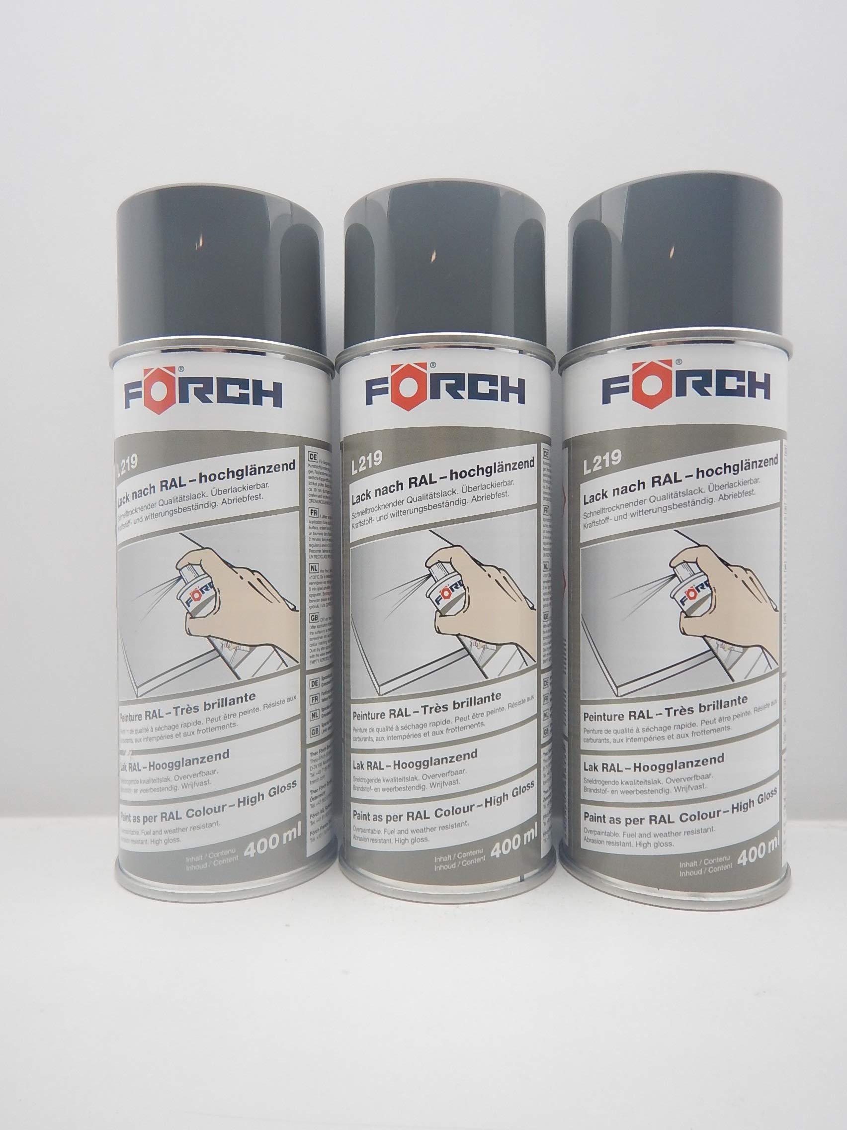 FORCH VERKEHRSGRAU B GRAU Silber RAL 7043 Lack LACKSPRAY Spray SPRAYDOSE 400ML (3) von FORCH