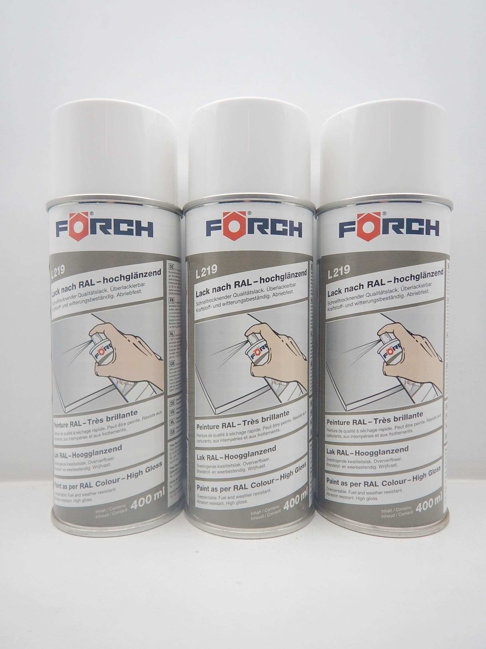 FORCH VERKEHRSWEISS Weiss RAL 9016 Lack LACKSPRAY Spray SPRAYDOSE 400ML (3) von FORCH