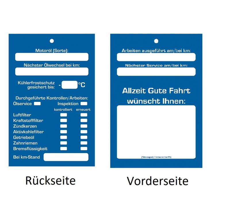 KUNDENDIENST KUNDENDIENSTAUFKLEBER Service INSPEKTION INSPEKTIONSANHÄNGER (100) von FORCH