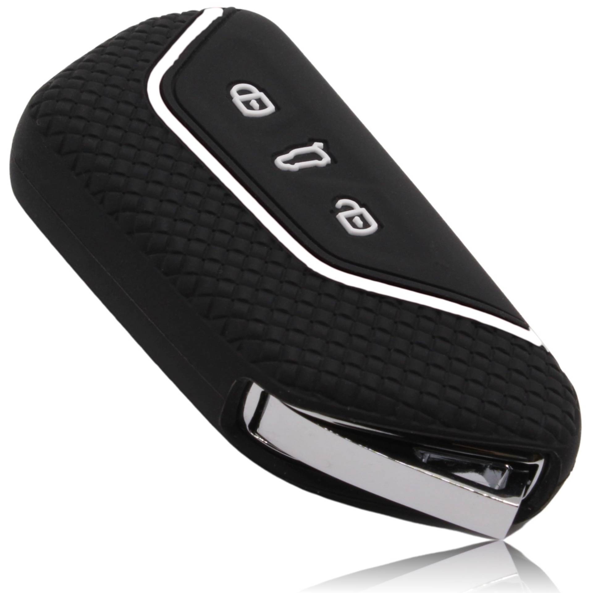 FOAMO Autoschlüssel Hülle Kompatibel mit VW, SEAT, SKODA, CUPRA Autoschlüssel - Silikon Schlüsselhülle - Schlüsselhülle - Schutz für Autoschlüssel in Schwarz Weiß von FOAMO