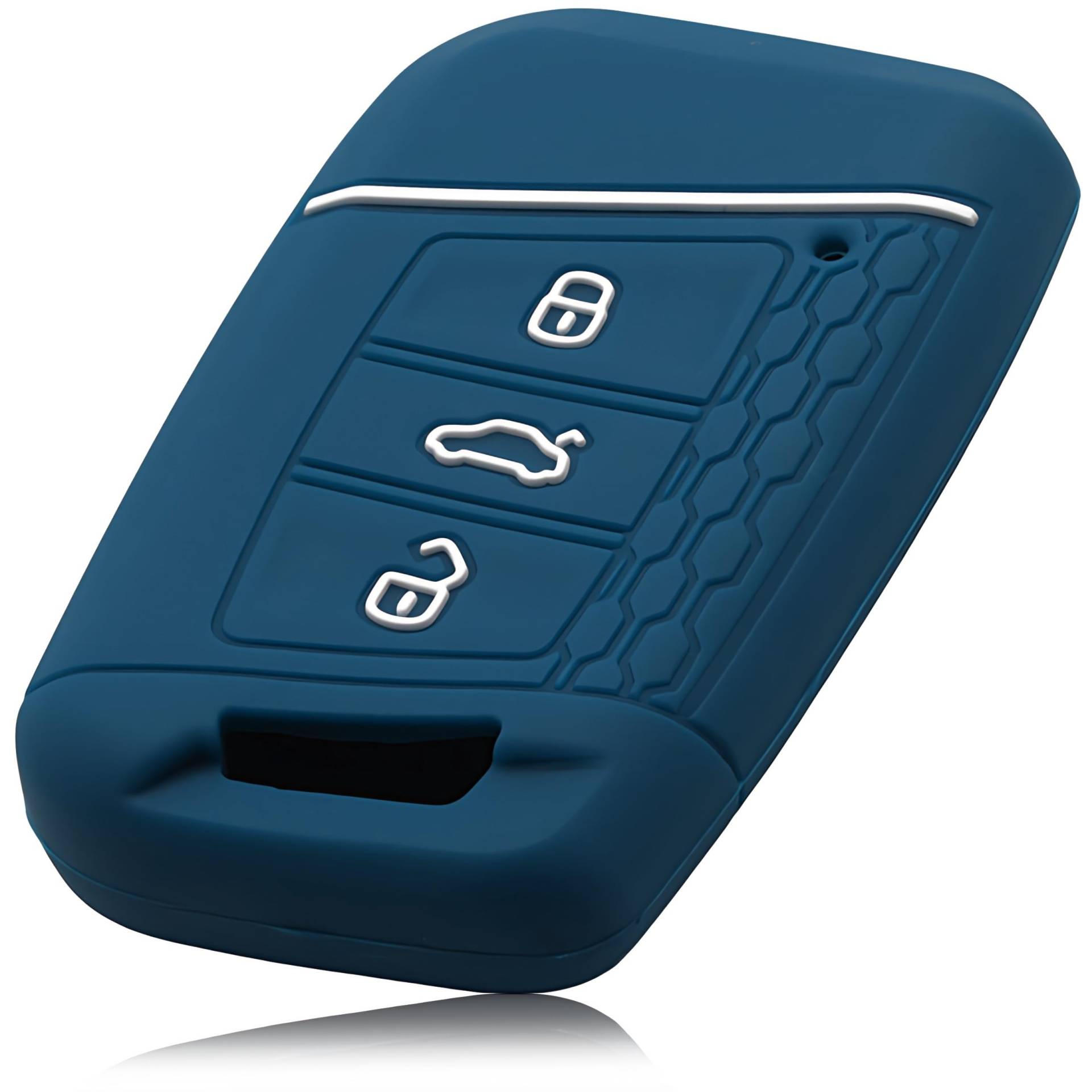 FOAMO Autoschlüssel Hülle Kompatibel mit VW Passat B8, SEAT, SKODA Autoschlüssel - Silikon Schlüsselhülle - Schutz-Hülle für Autoschlüssel Blau-Weiß von FOAMO