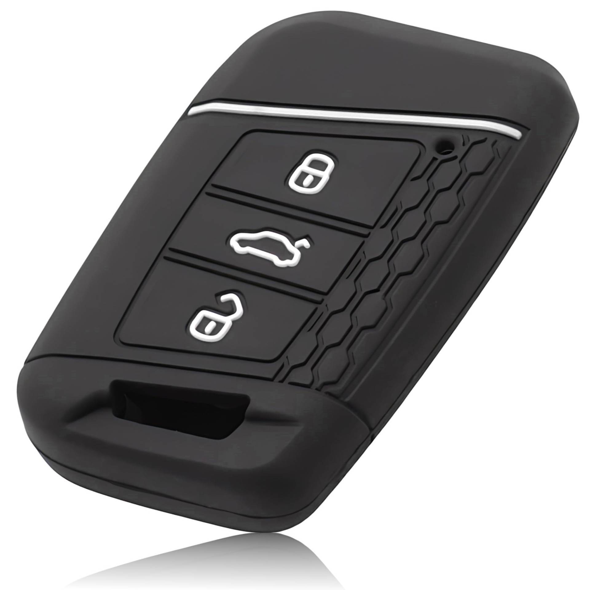 FOAMO Autoschlüssel Hülle Kompatibel mit VW Passat B8, SEAT, SKODA Autoschlüssel - Silikon Schlüsselhülle - Schutz-Hülle für Autoschlüssel Schwarz-Weiß von FOAMO