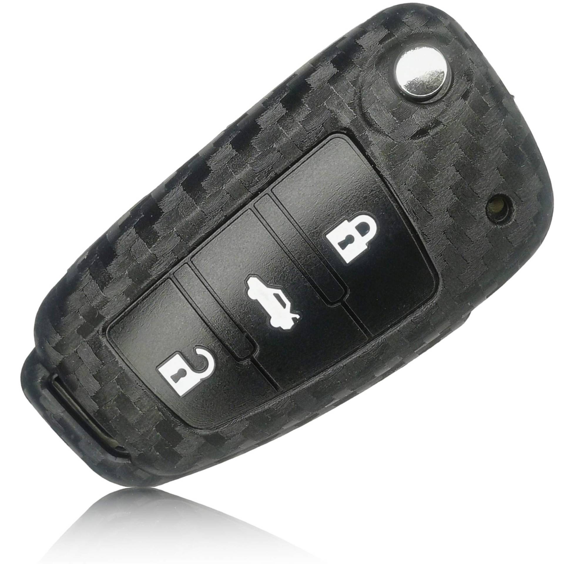 FOAMO Autoschlüssel Hülle kompatibel mit Audi 3-Tasten Klappschlüssel - Silikon Schutzhülle Cover Schlüssel-Hülle in Carbon Schwarz von FOAMO