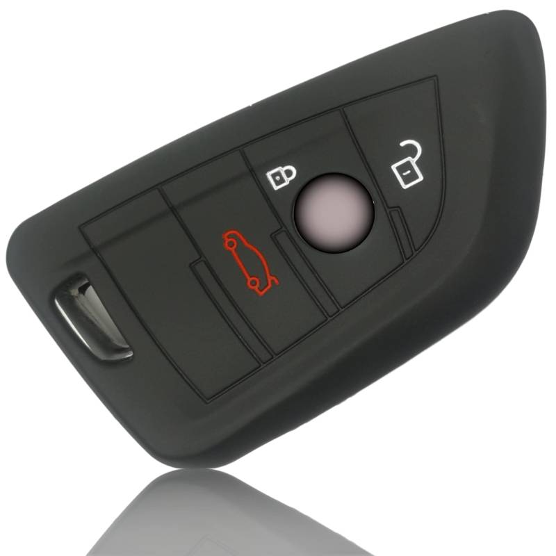 FOAMO Autoschlüssel Hülle kompatibel mit BMW 3-4-Tasten (nur Keyless-Go) - Silikon Schutzhülle Cover Schlüssel-Hülle in Schwarz von FOAMO
