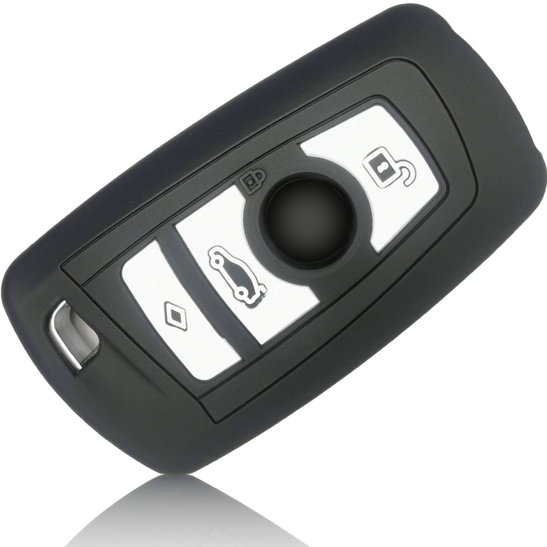 FOAMO Autoschlüssel Hülle kompatibel mit BMW 3-4-Tasten (nur Keyless-Go) - Silikon Schutzhülle Cover Schlüssel-Hülle in Schwarz Weiß von FOAMO