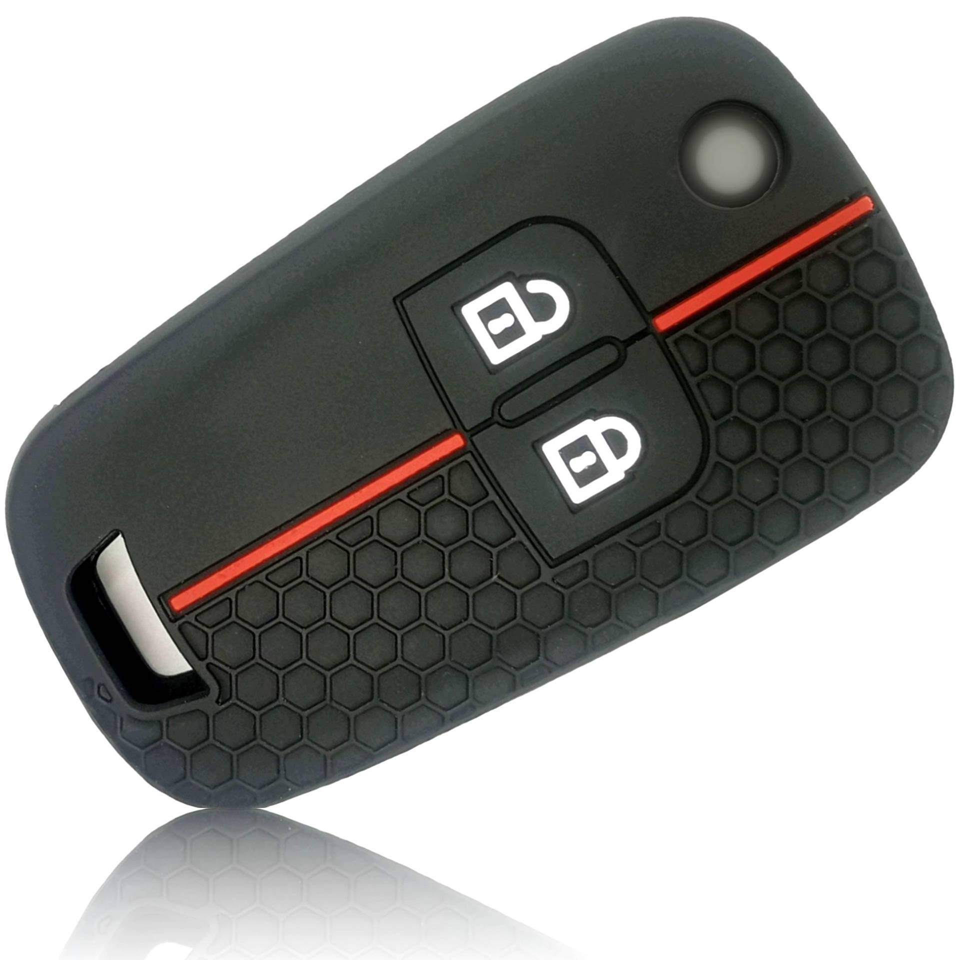 FOAMO Autoschlüssel Hülle kompatibel mit Opel Chevrolet 2-Tasten - Silikon Schutzhülle Cover Schlüssel-Hülle in Schwarz Rot von FOAMO