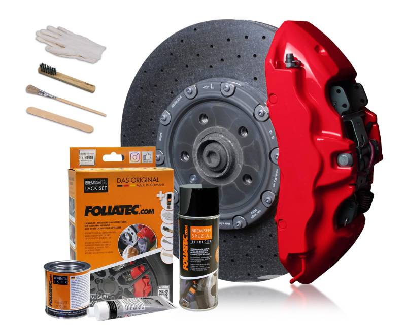 Foliatec Bremssattel Lack Set, Hitzebeständig, Komplettsatz für 4 Bremssättel, Racing Rosso, 7-teiliges Set von Foliatec