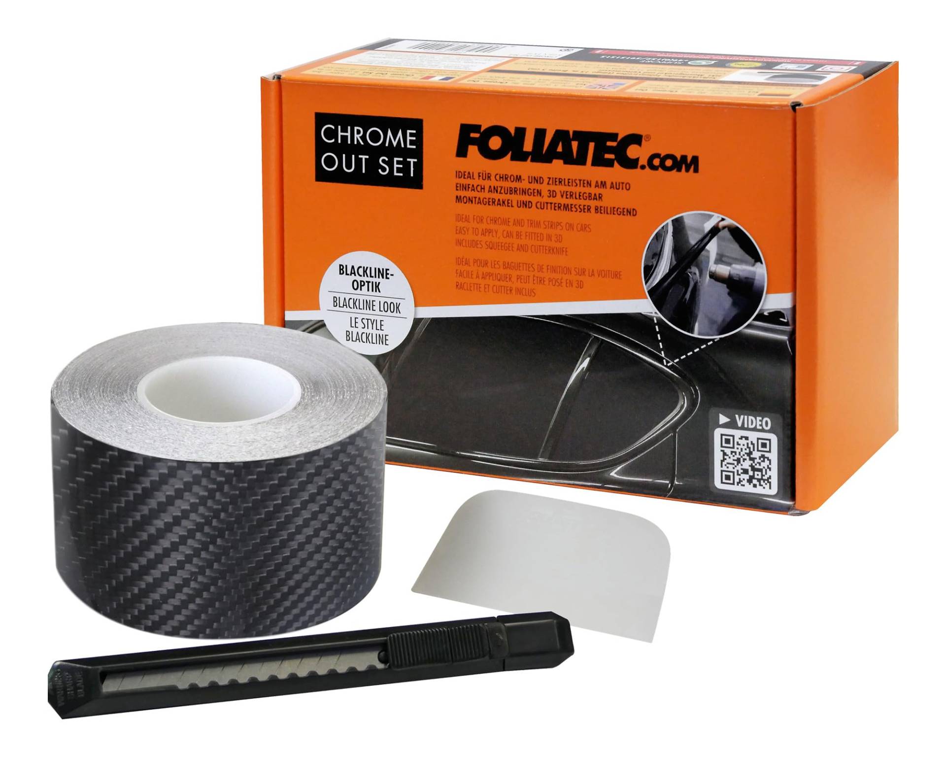 FOLIATEC Chrome Out Set Zierleisten Folie, Carbon Glänzend von Foliatec