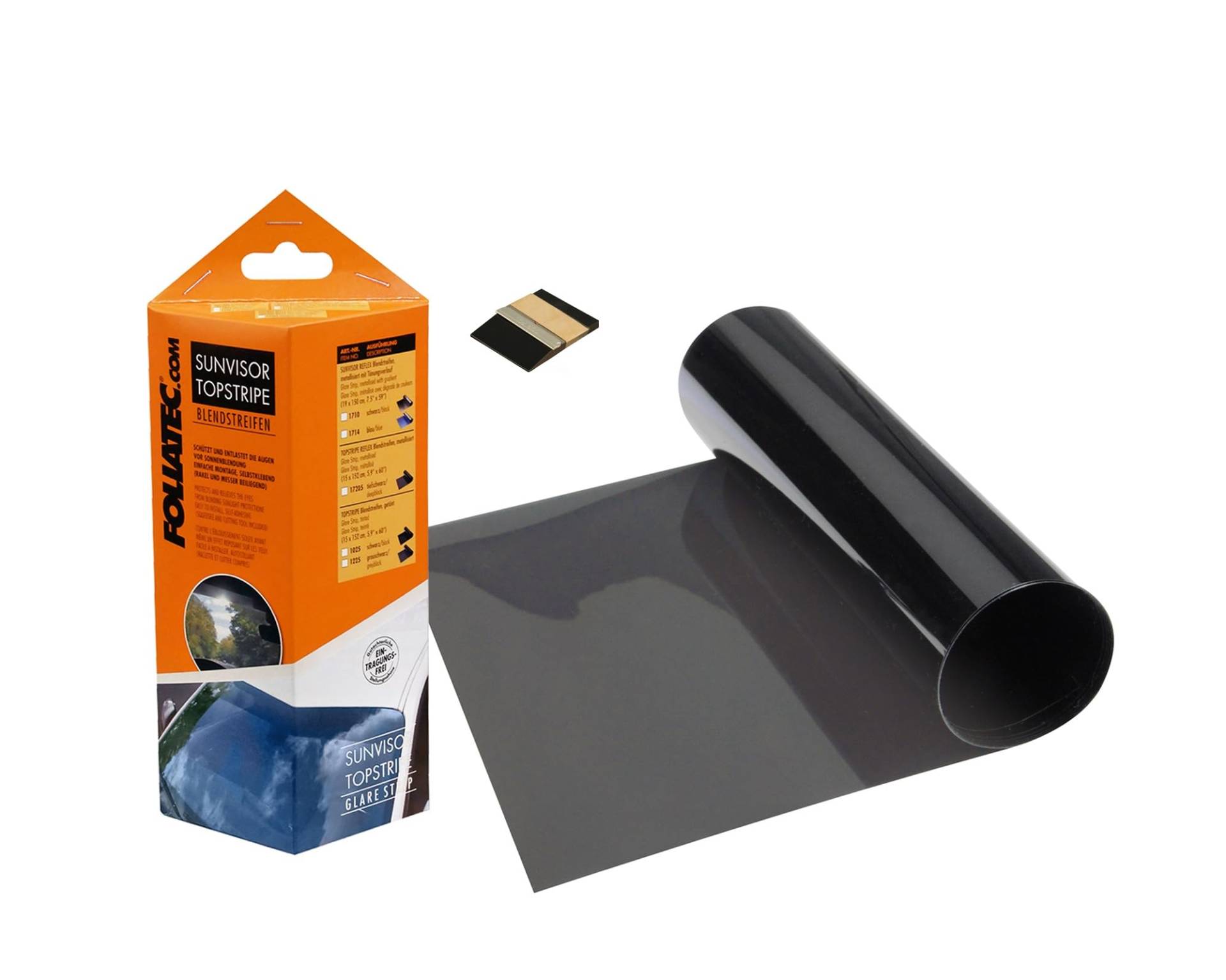 Foliatec 1225 TOPSTRIPE Blendstreifen mit effektivem Sonnenschutz durch Tönung, Maße: 15 x 152 cm, Grauschwarz, Grau-schwarz von Foliatec