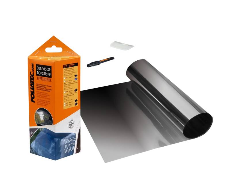 Foliatec 1710 SUNVISOR REFLEX Blendstreifen: Schutz und stylischer Farbverlauf, 20 x 150 cm, Schwarz von Foliatec