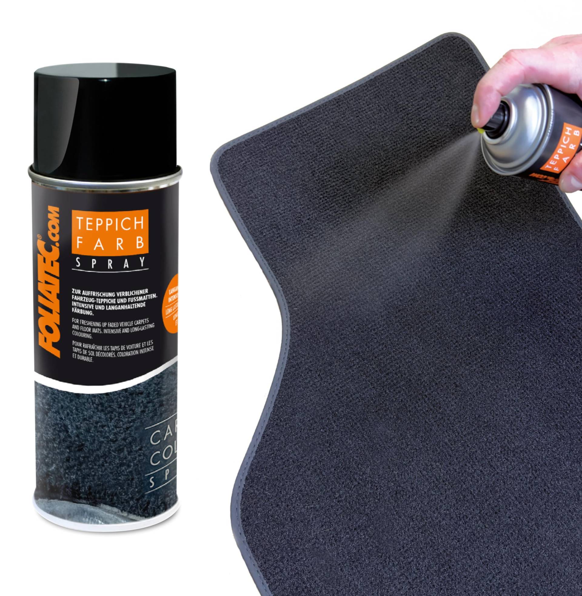 FOLIATEC Teppich Farbspray Auto Fussmatten Spray für Stoff, schwarz, 400ml FOLIATEC Teppich Farbspray Auto Fussmatten Spray für Stoff, schwarz, 400ml von Foliatec