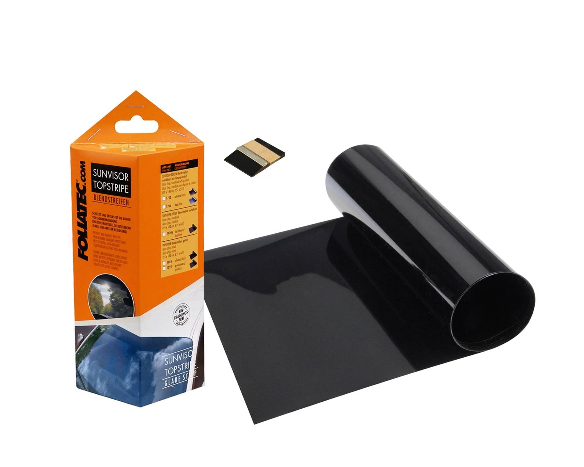 Foliatec 1025 TOPSTRIPE Blendstreifen mit effektivem Sonnenschutz durch Tönung, Maße: 15 x 152 cm, Schwarz Foliatec 1025 TOPSTRIPE Blendstreifen mit effektivem Sonnenschutz durch Tönung, Maße: 15 x 152 cm, Schwarz von Foliatec