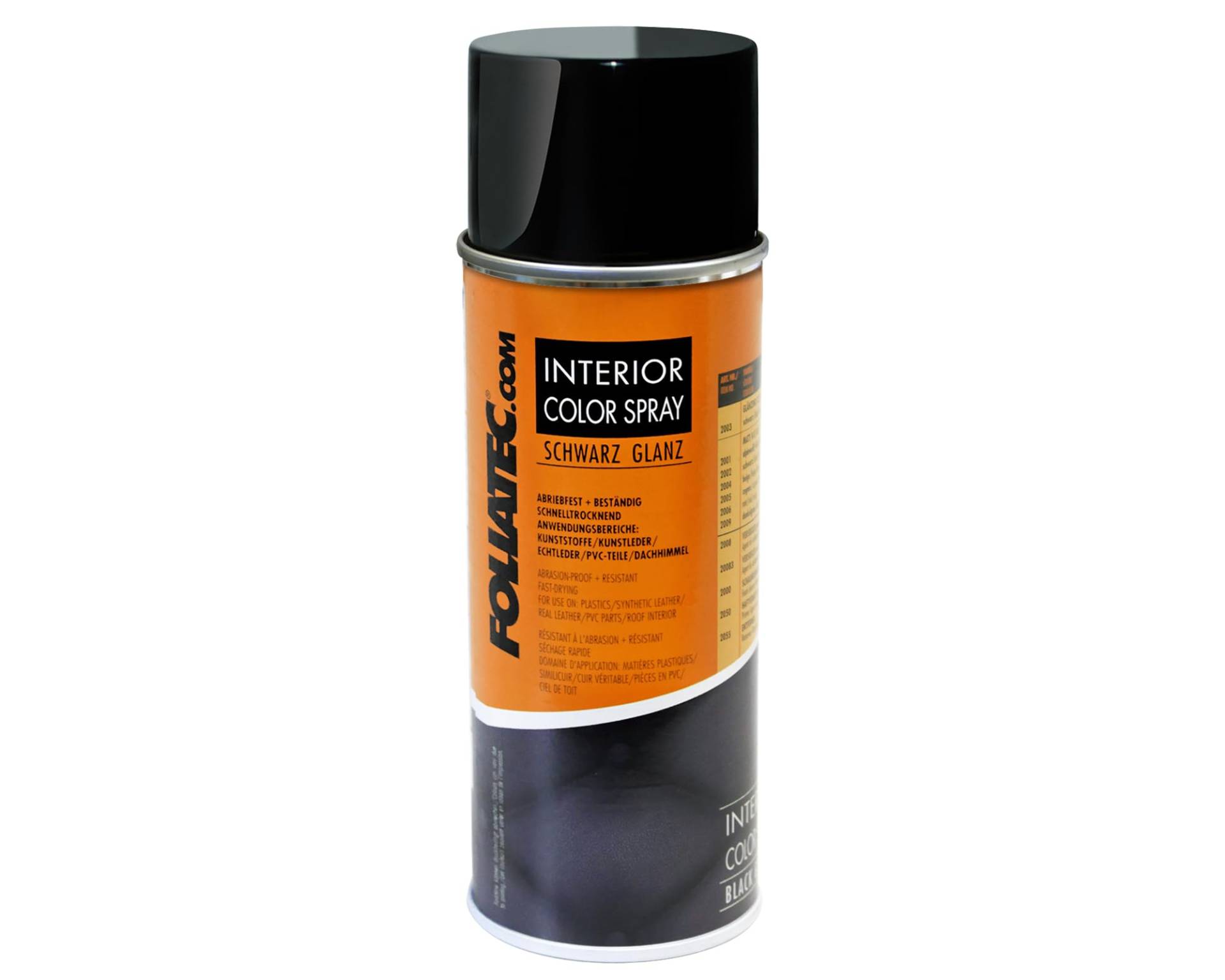 Foliatec Interior Color Spray Farbspray Schnelltrocknend Abriebfest für Kunststoffe Leder Schwarz Glänzend 400 ml von Foliatec