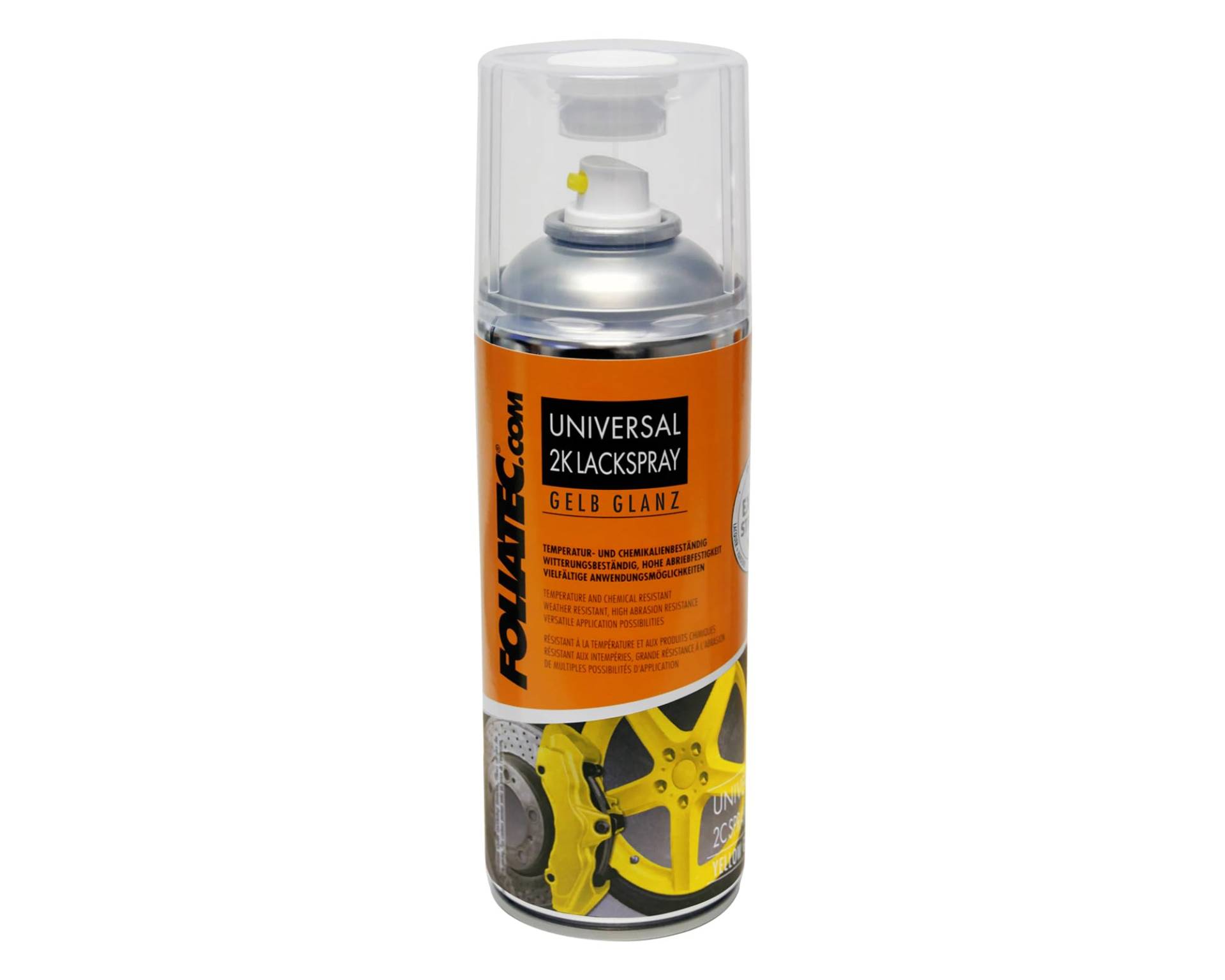 Foliatec Universal 2K Lackspray Hitzebeständig gelb glänzend 400 ml von Foliatec