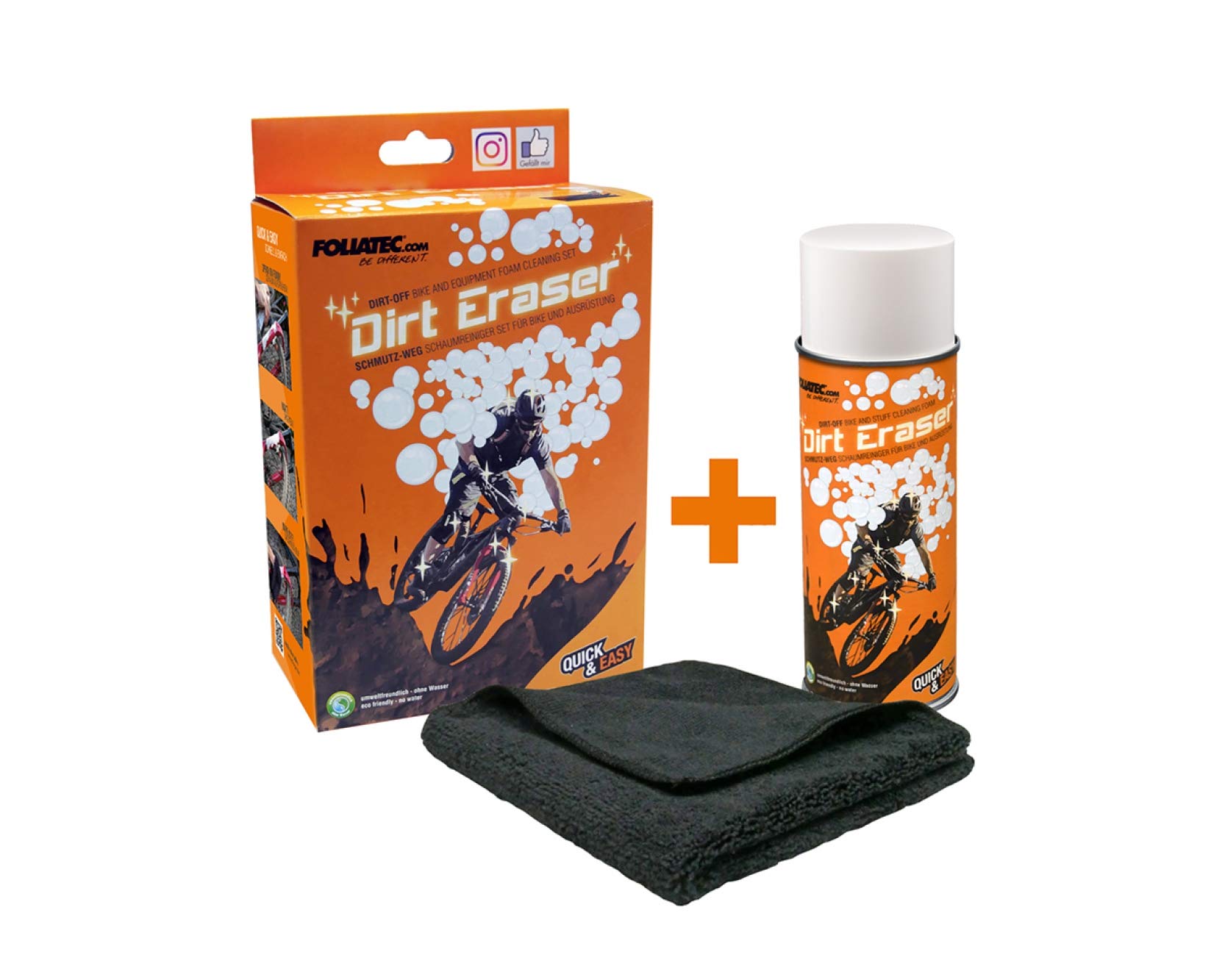 FOLIATEC Dirt Eraser Fahrrad Bike Reiniger, Schmutz-Weg Schaumreiniger Set, 400 ml von Foliatec