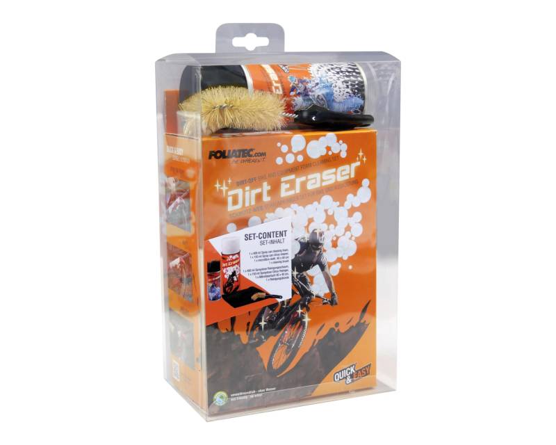 FOLIATEC Dirt Eraser Fahrrad Reiniger, Schmutz-Weg Schaum- und Citrus Reiniger Set von Foliatec