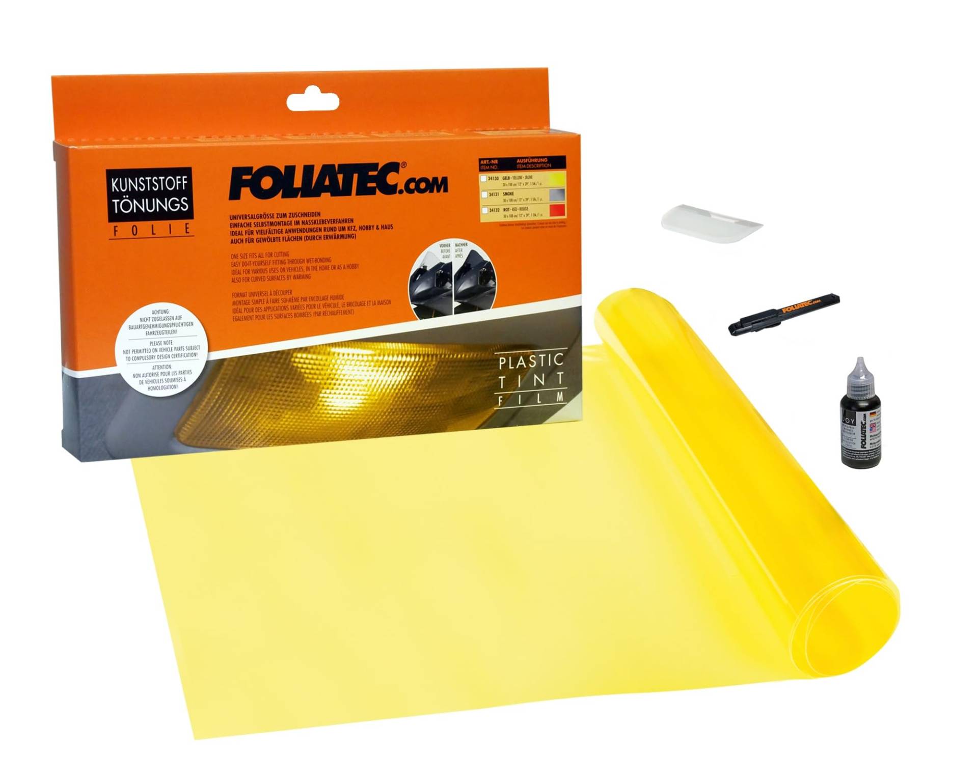 FOLIATEC Kunststoff Tönungsfolie Gelb 30x100cm von Foliatec