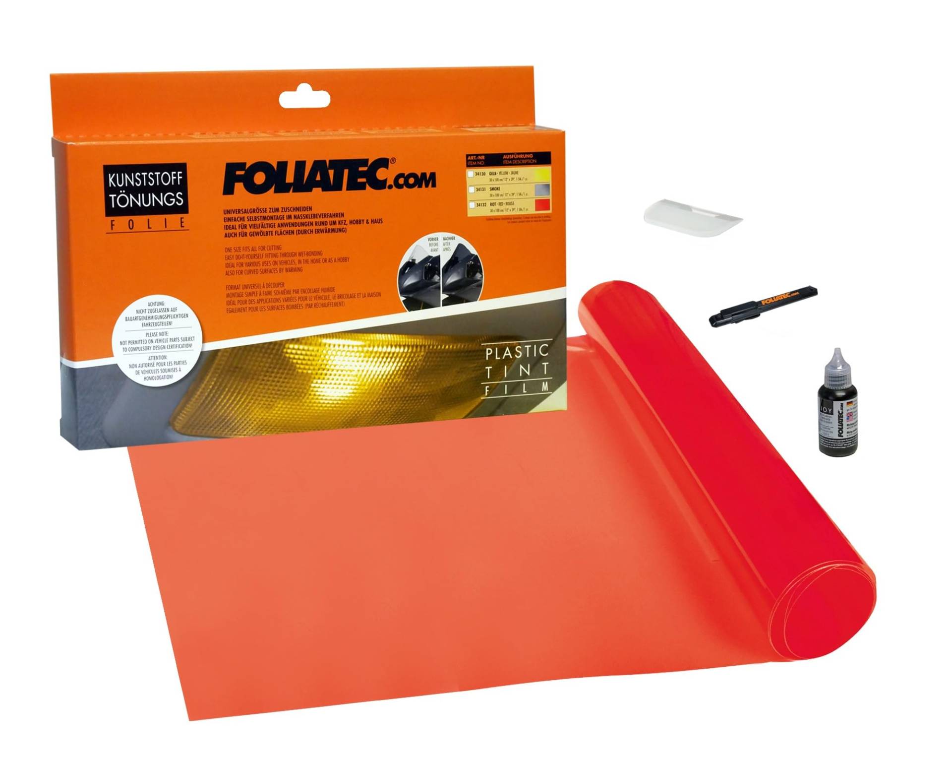 FOLIATEC Kunststoff Tönungsfolie Rot 30x100cm von Foliatec