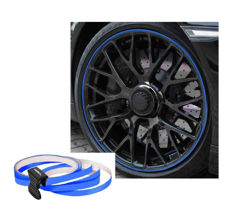 Foliatec PIN Striping Felgen Design Auto Zierstreifen, Selbstklebend, Waschstraßenfest, zum Verzieren von 4 Felgen, GT Blue 6 von Foliatec