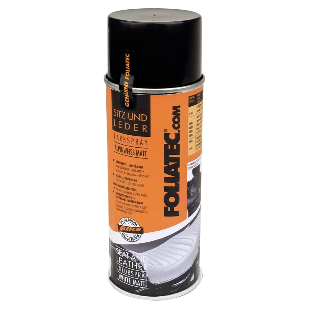 Foliatec Auto Leder Pflege Sitz und Leder Farbspray, für Kunststoffe, Leder, Kunstleder, Alpinweiss Matt, 400 ml (1er Pack) Foliatec Auto Leder Pflege Sitz und Leder Farbspray, für Kunststoffe, Leder, Kunstleder, Alpinweiss Matt, 400 ml (1er Pack) von Foliatec